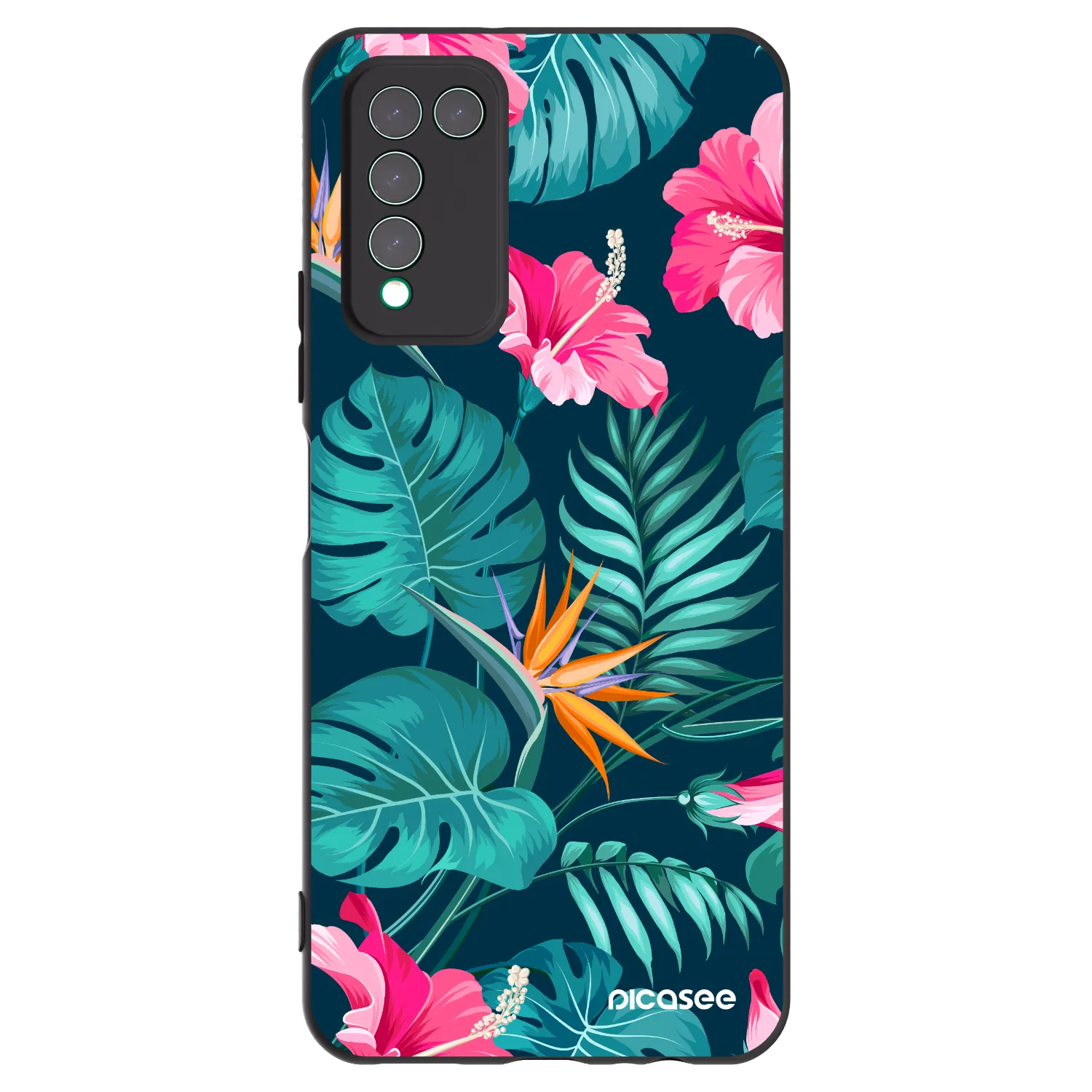 Picasee silikonowe czarne etui na Honor 10X Lite - Pink Monstera