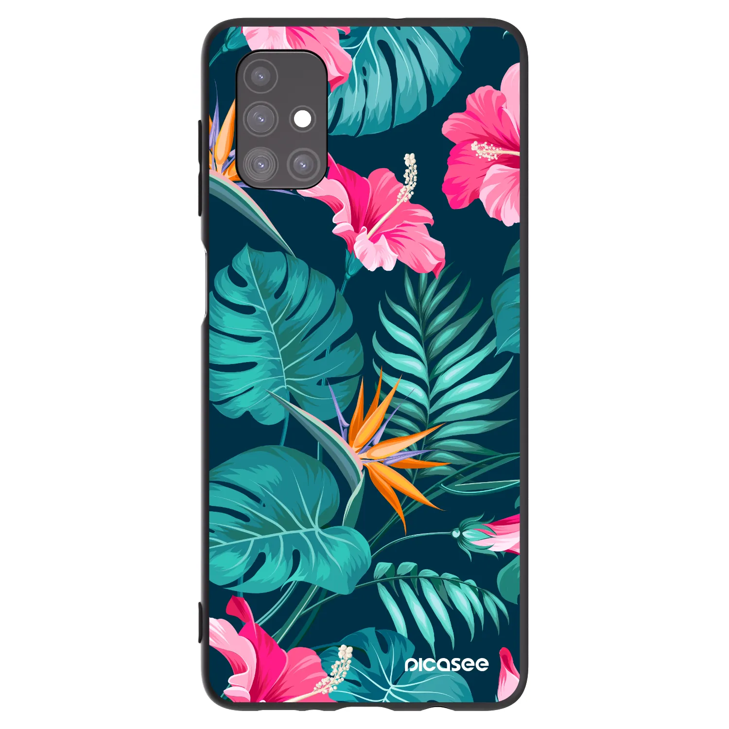 Picasee silikonowe czarne etui na Samsung Galaxy M51 M515F - Pink Monstera