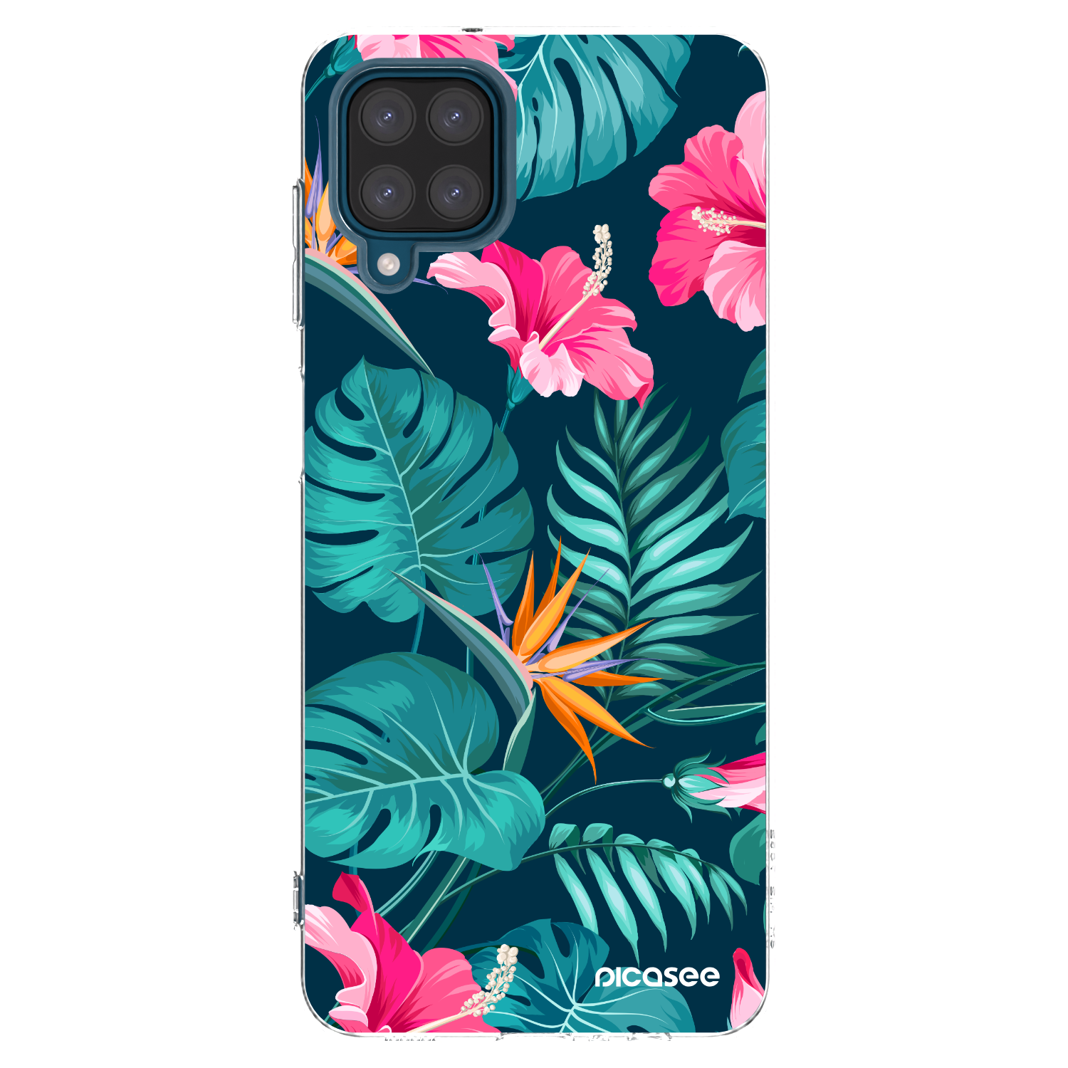 Picasee silikonowe przeźroczyste etui na Samsung Galaxy A12 A125F - Pink Monstera