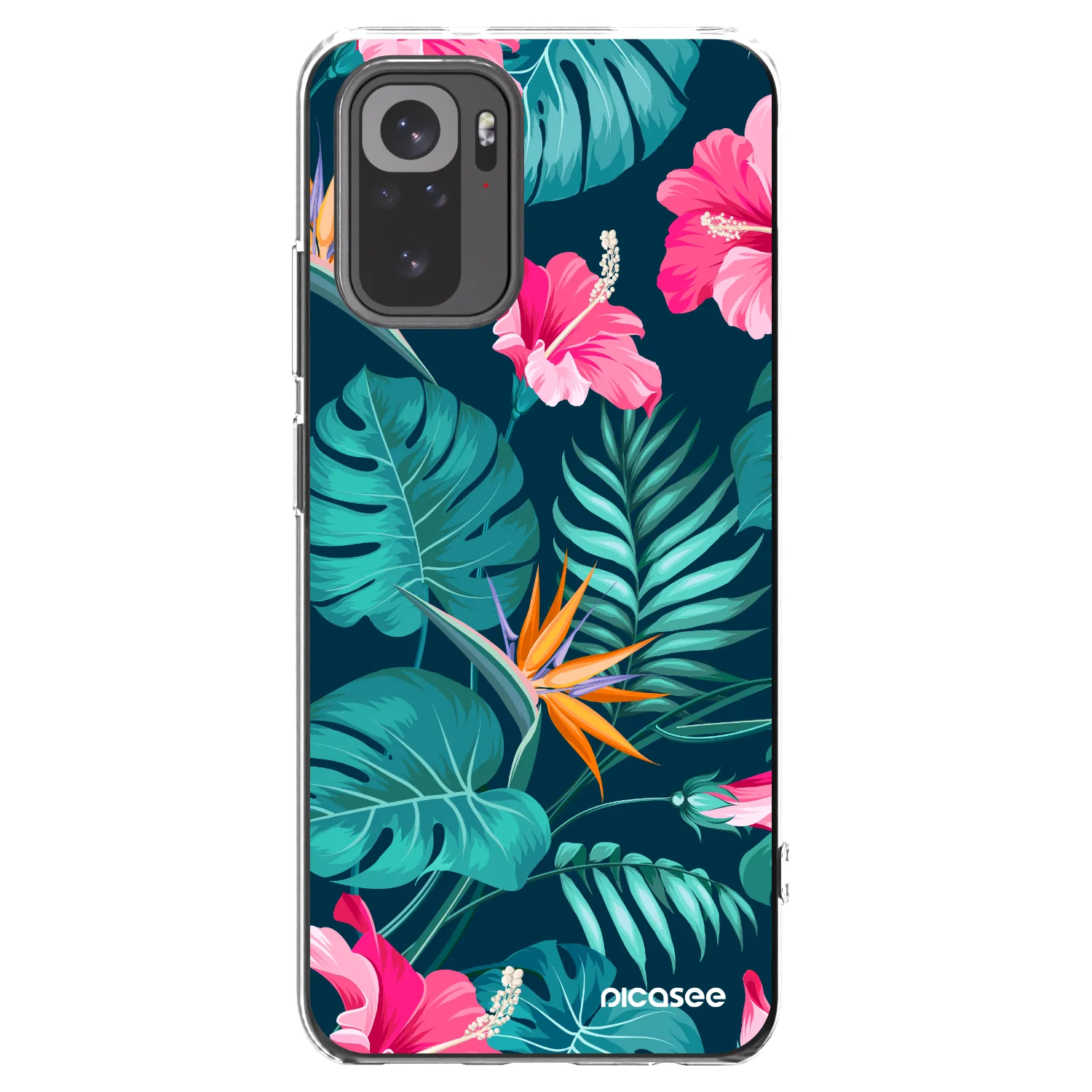 Picasee silikonowe przeźroczyste etui na Xiaomi Redmi Note 10 - Pink Monstera