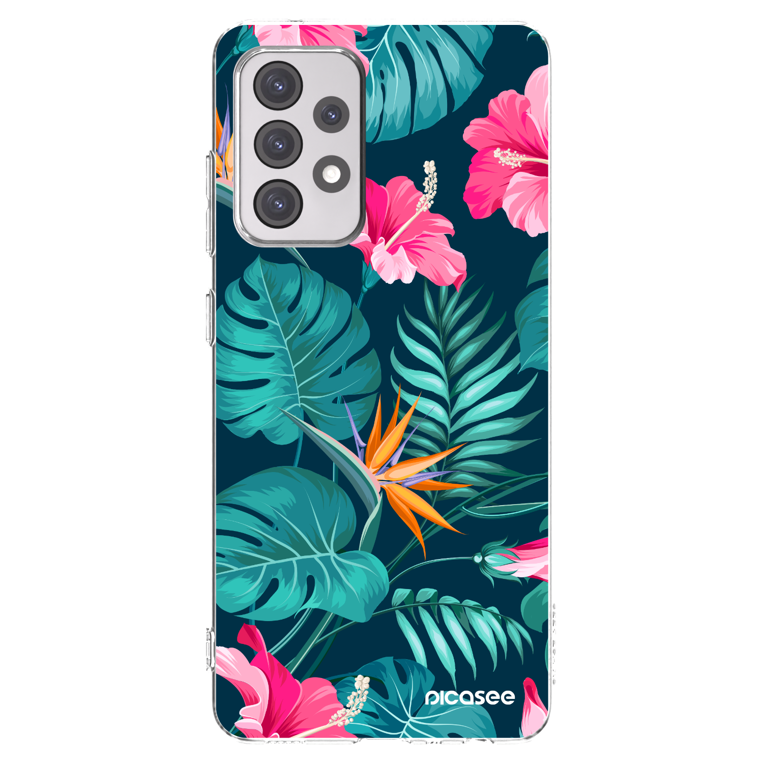 Picasee silikonowe przeźroczyste etui na Samsung Galaxy A52 5G A525F - Pink Monstera