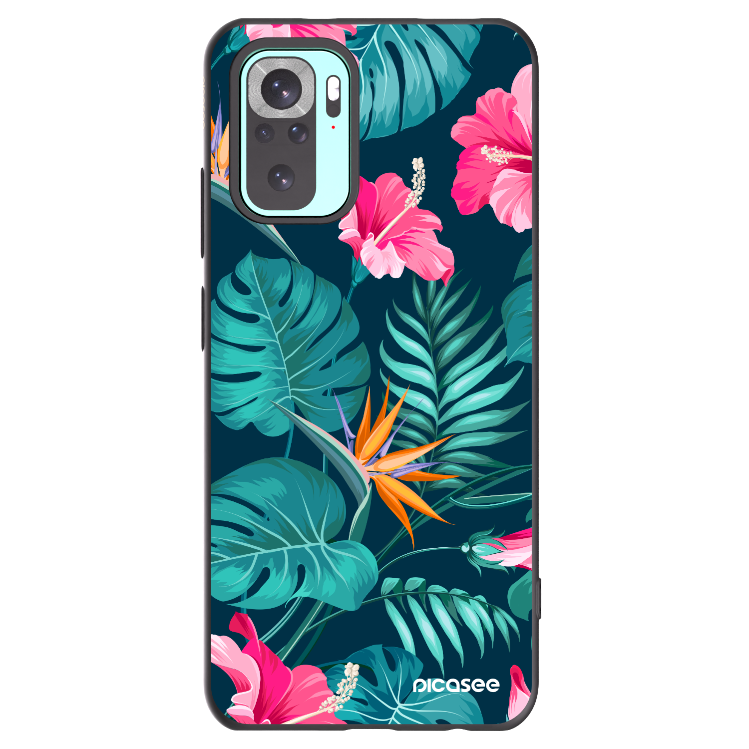 Picasee silikonowe czarne etui na Xiaomi Redmi Note 10 Pro - Pink Monstera