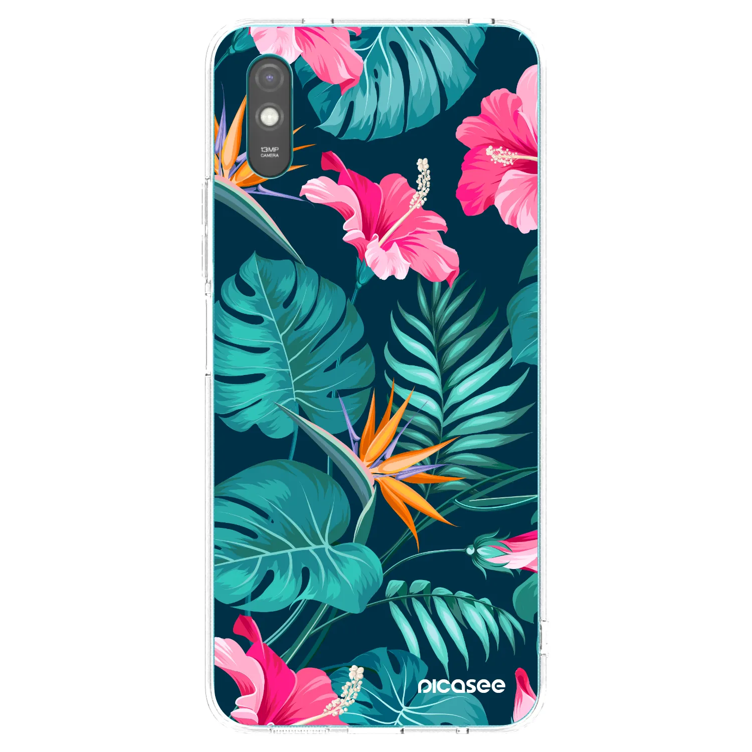 Picasee silikonowe przeźroczyste etui na Xiaomi Redmi 9AT - Pink Monstera