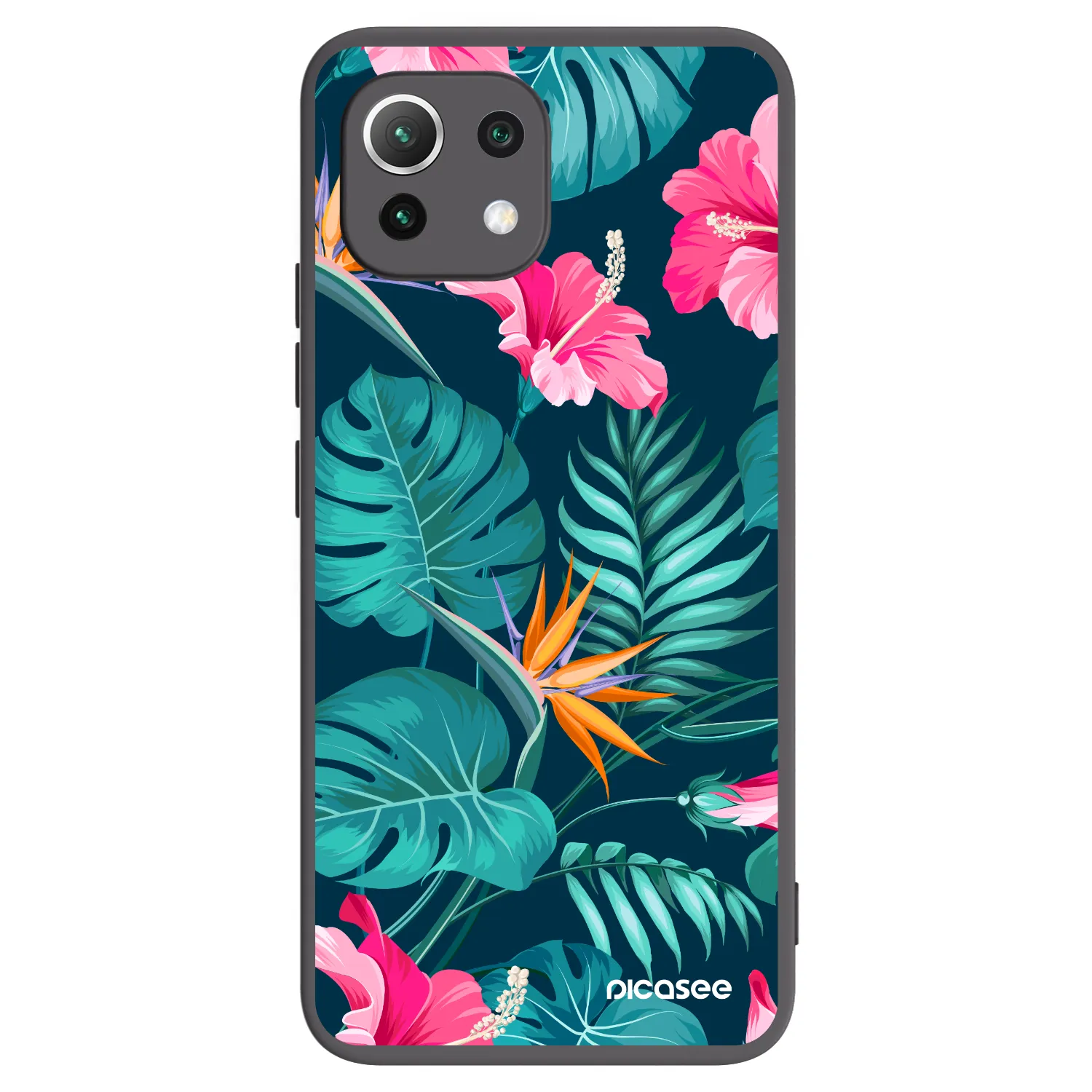 Picasee silikonowe czarne etui na Xiaomi Mi 11 Lite - Pink Monstera