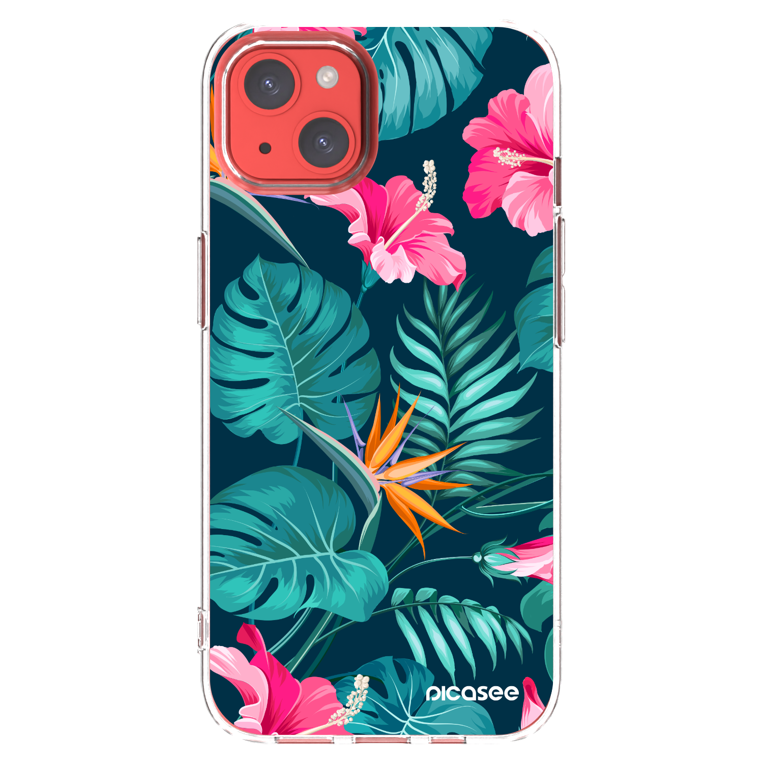 Picasee silikonowe przeźroczyste etui na Apple iPhone 13 - Pink Monstera