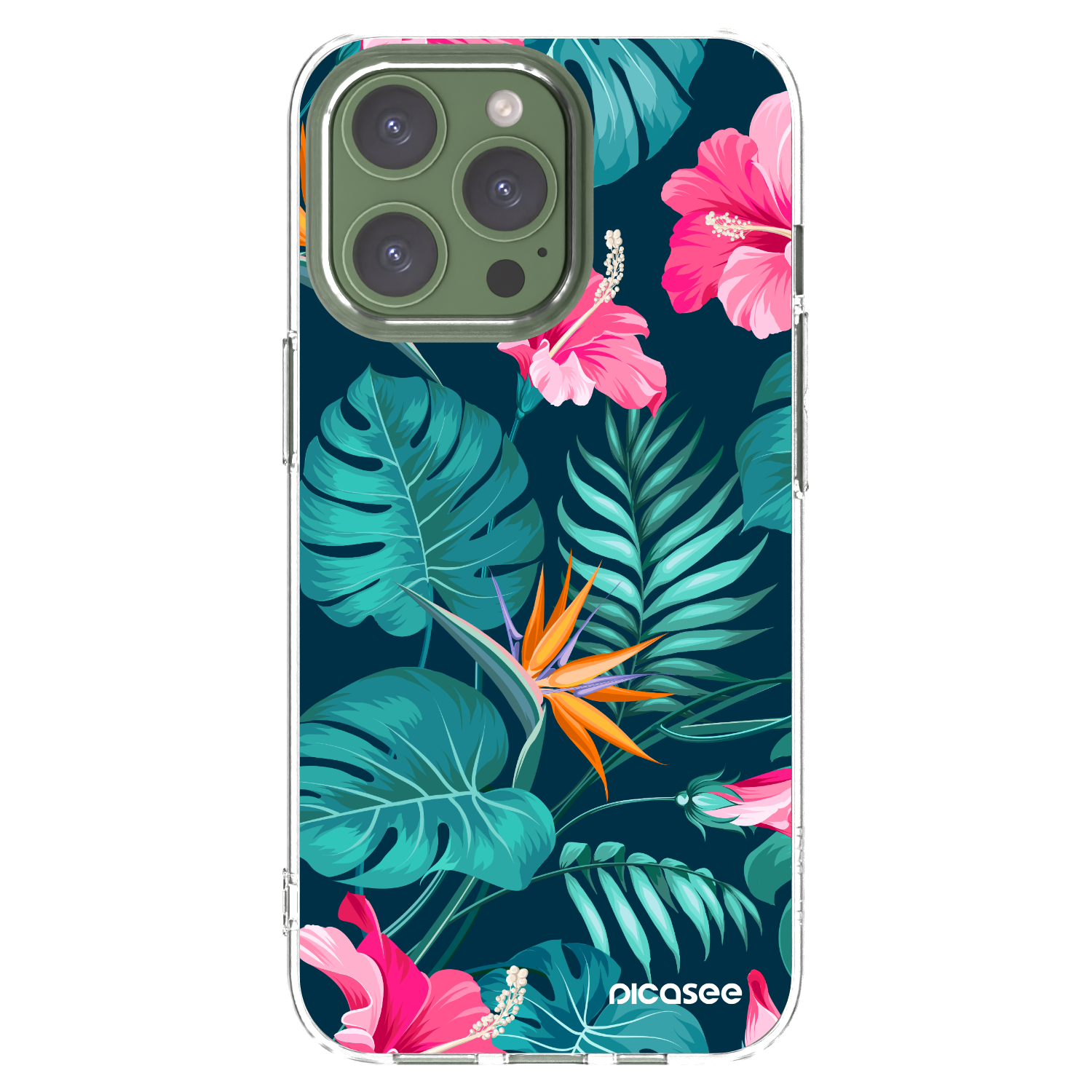 Picasee silikonowe przeźroczyste etui na Apple iPhone 13 Pro - Pink Monstera