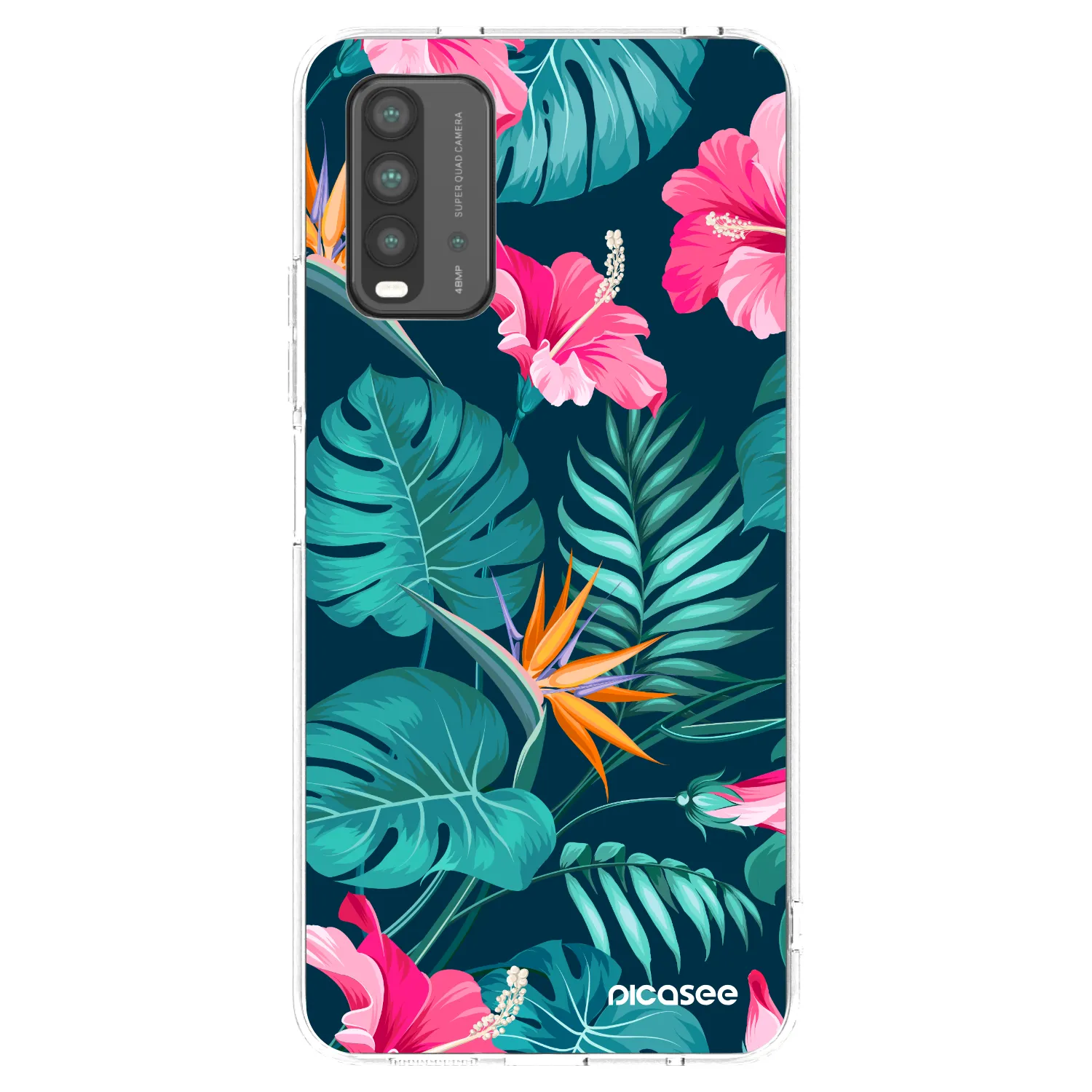 Picasee silikonowe czarne etui na Xiaomi Redmi 9T - Pink Monstera
