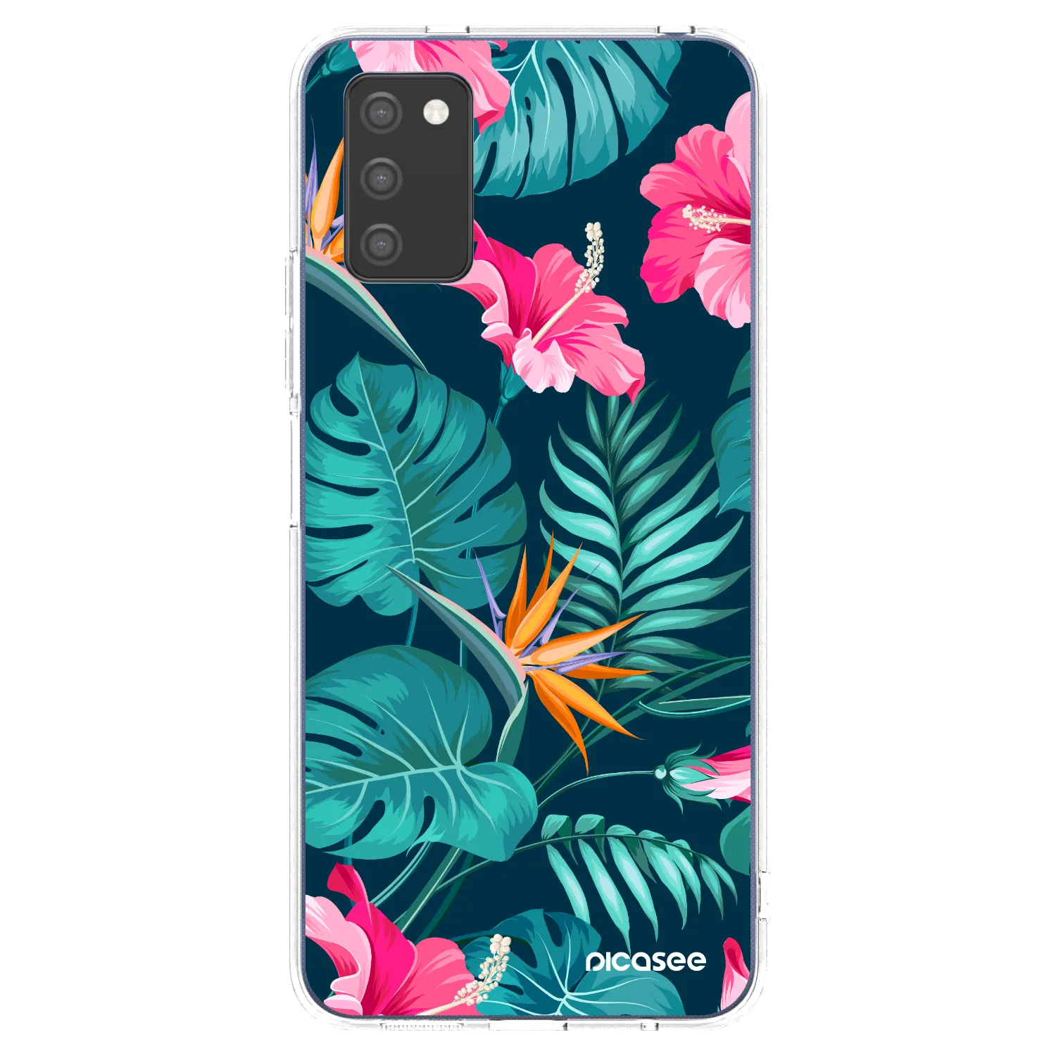 Picasee silikonowe przeźroczyste etui na Samsung Galaxy A02s A025G - Pink Monstera