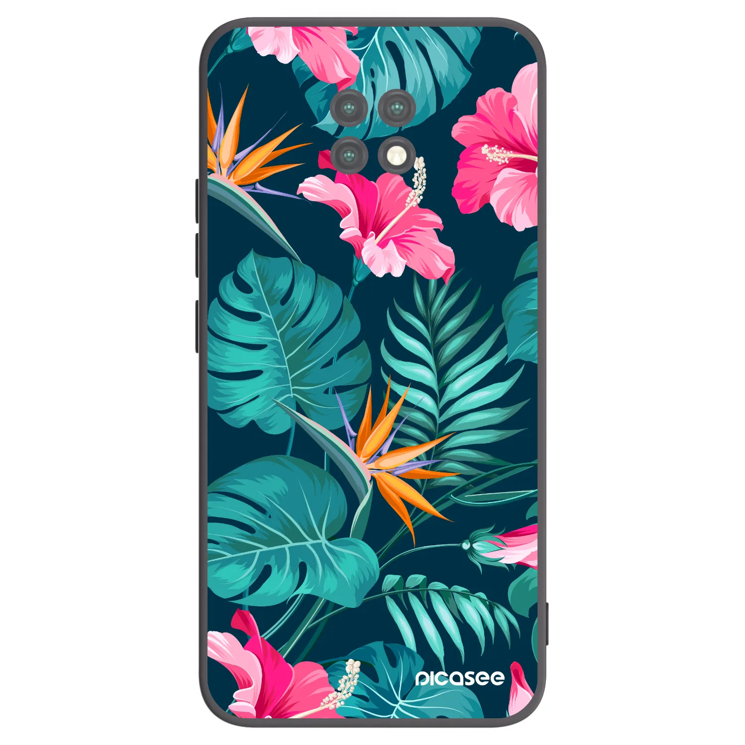 Picasee silikonowe czarne etui na Xiaomi Redmi Note 9T - Pink Monstera