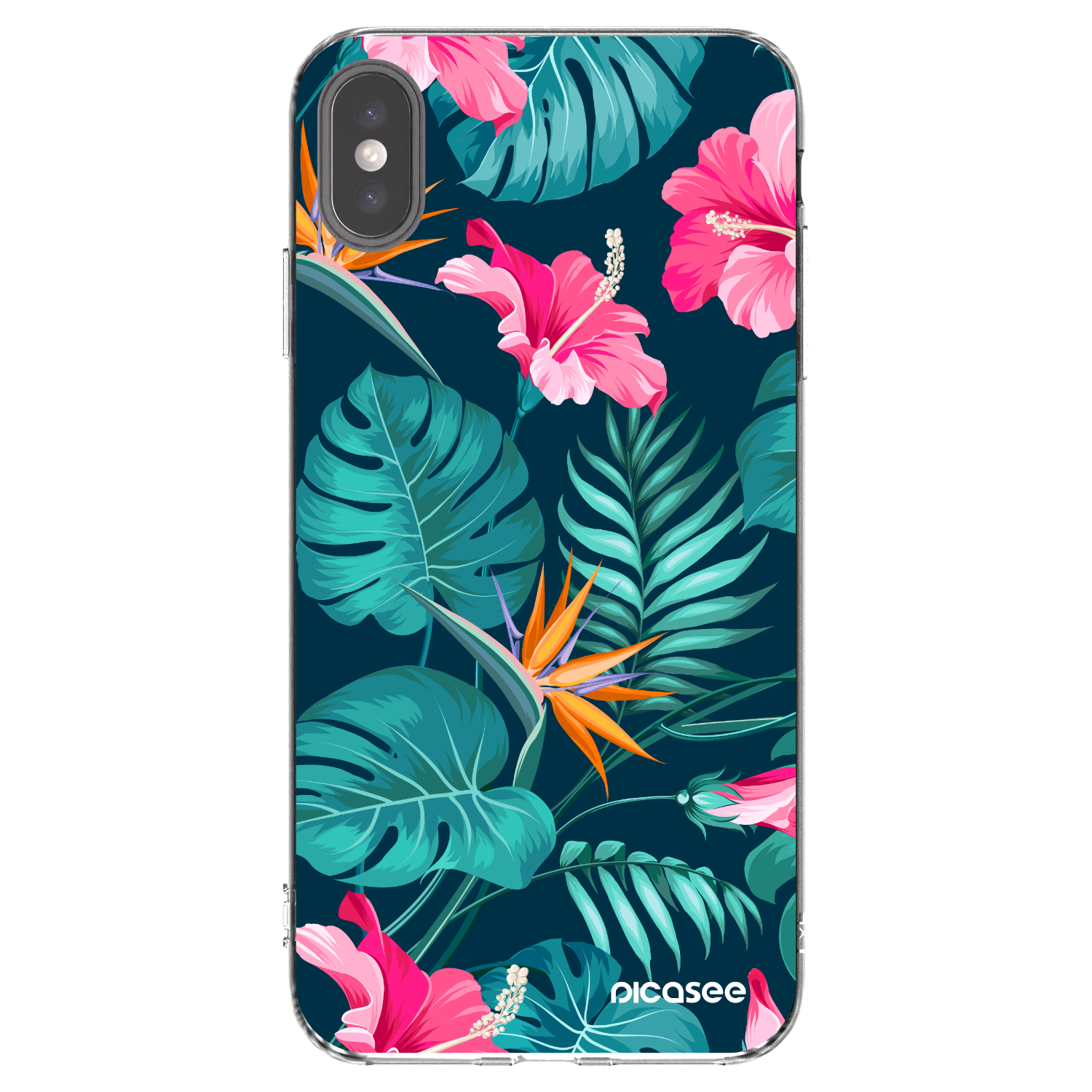 Picasee silikonowe przeźroczyste etui na Apple iPhone XS Max - Pink Monstera