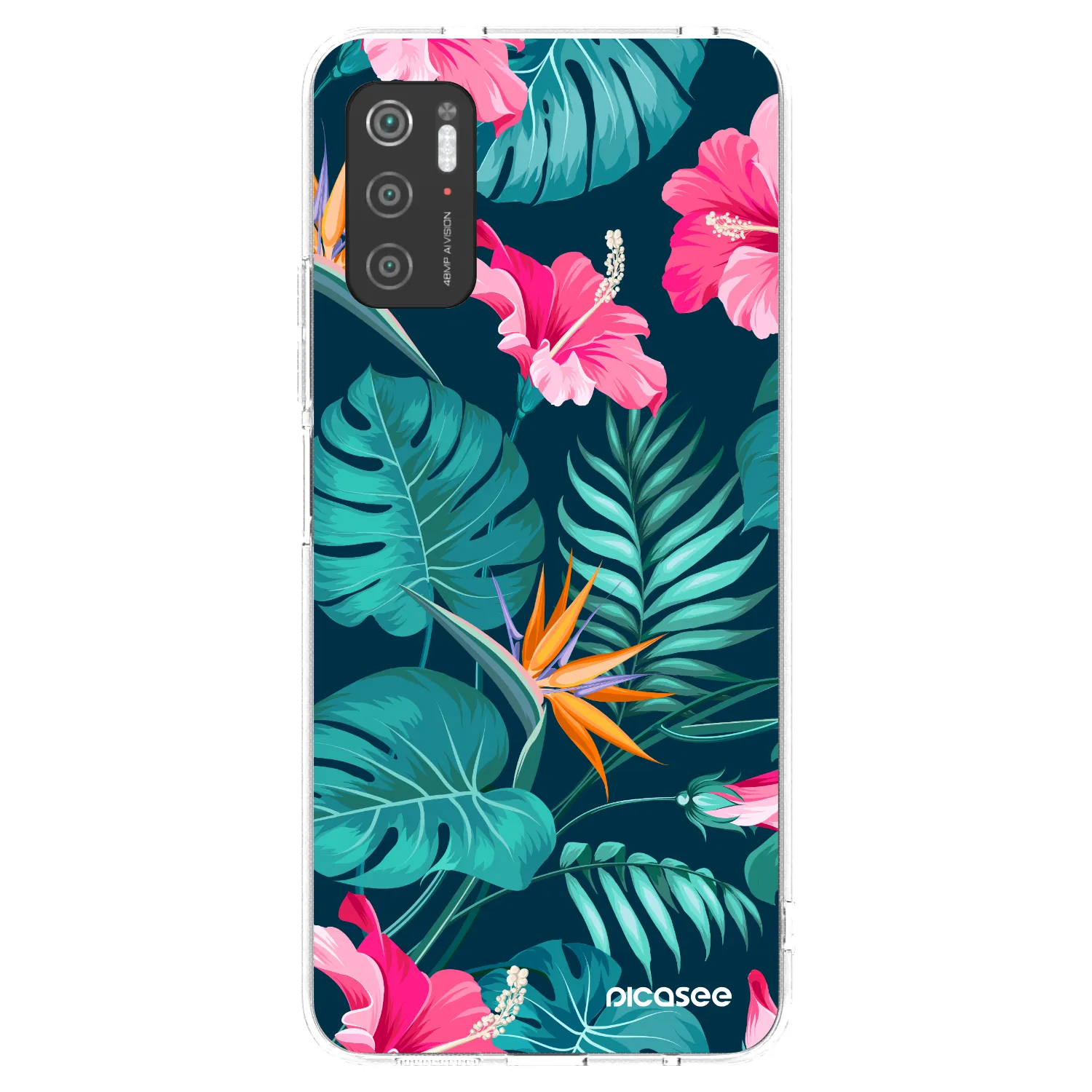 Picasee silikonowe przeźroczyste etui na Xiaomi Poco M3 Pro 5G - Pink Monstera