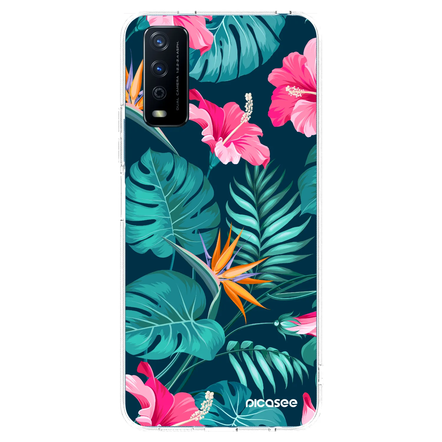 Picasee silikonowe przeźroczyste etui na Vivo Y11s - Pink Monstera