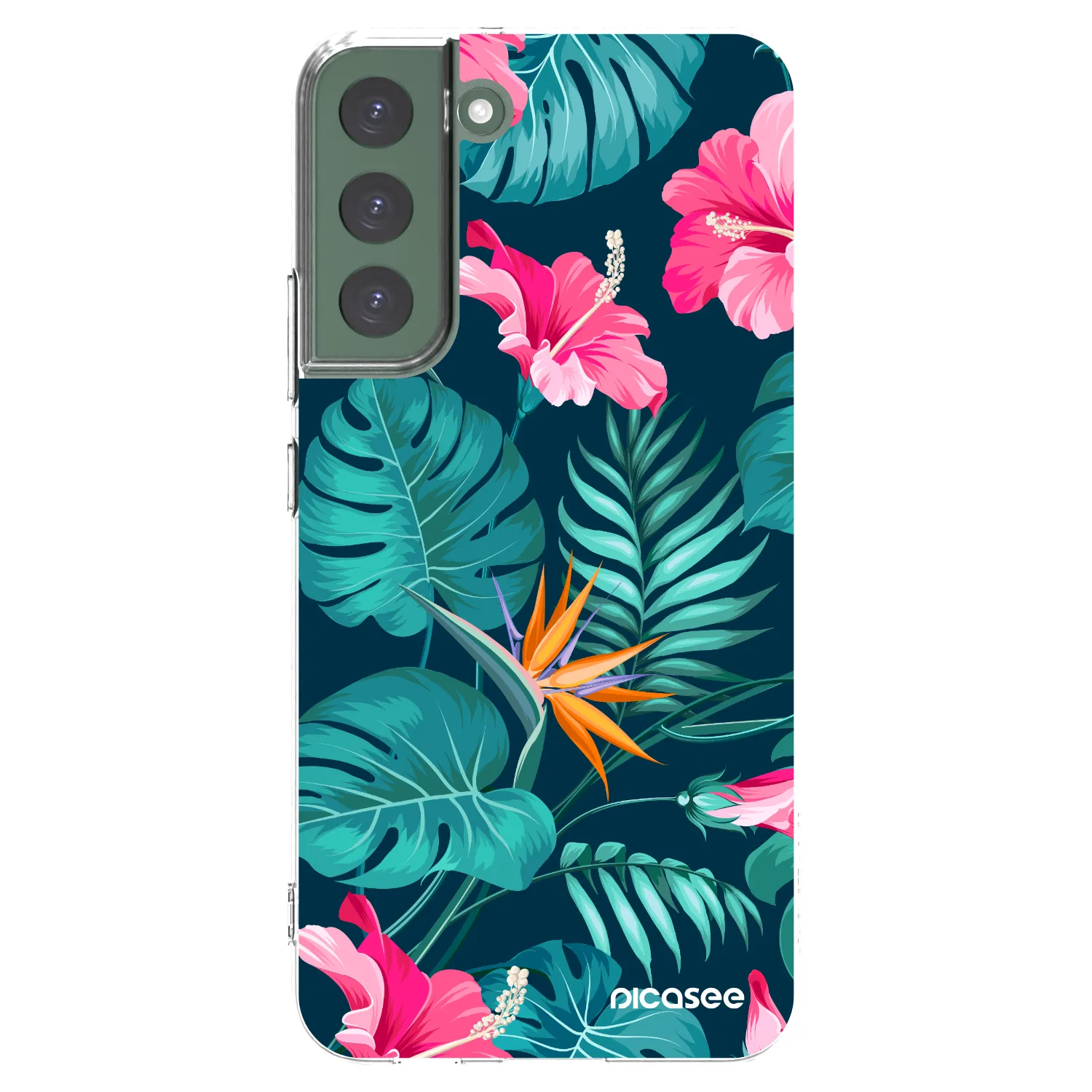 Picasee silikonowe przeźroczyste etui na Samsung Galaxy S22+ 5G - Pink Monstera