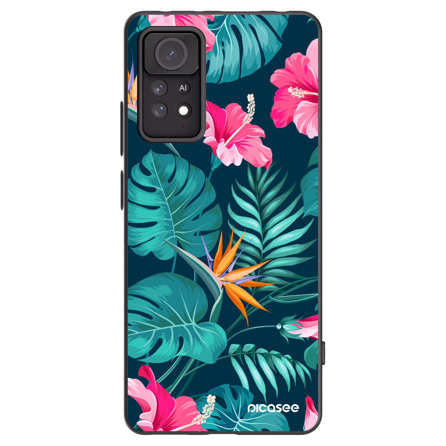 Picasee silikonowe czarne etui na Xiaomi Redmi Note 11 Pro 5G - Pink Monstera