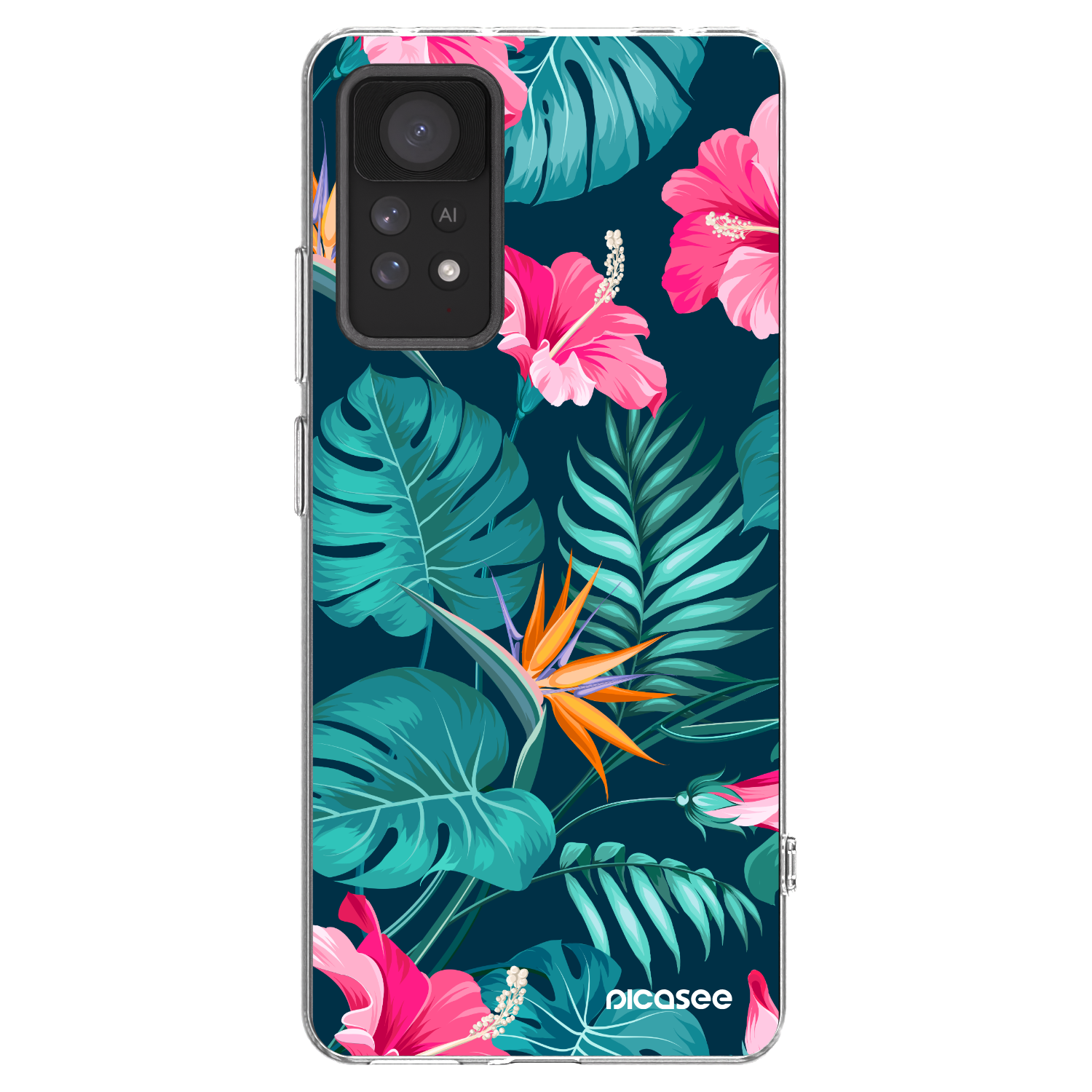 Picasee silikonowe przeźroczyste etui na Xiaomi Redmi Note 11 Pro 5G - Pink Monstera