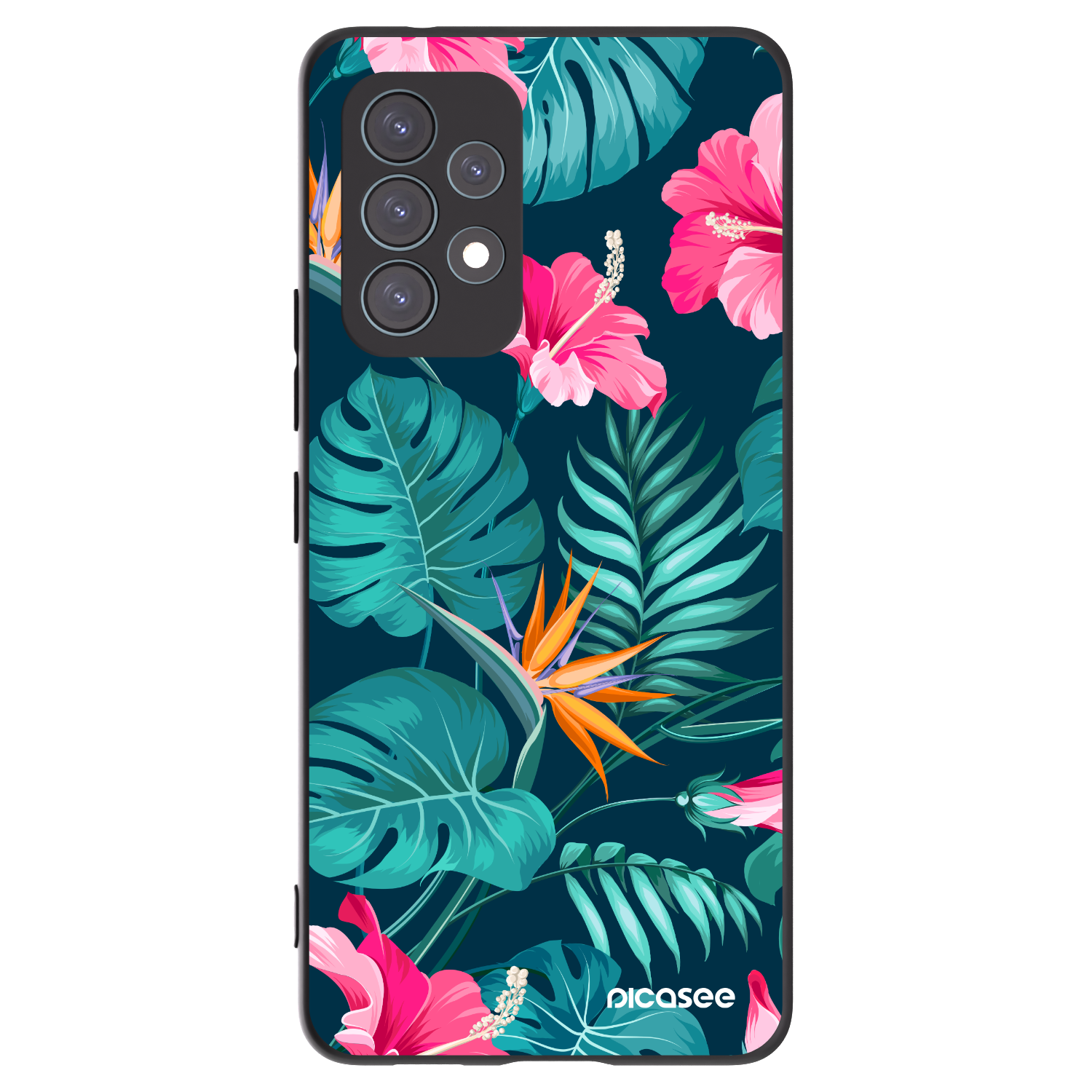 Picasee silikonowe czarne etui na Samsung Galaxy A53 5G A536 - Pink Monstera