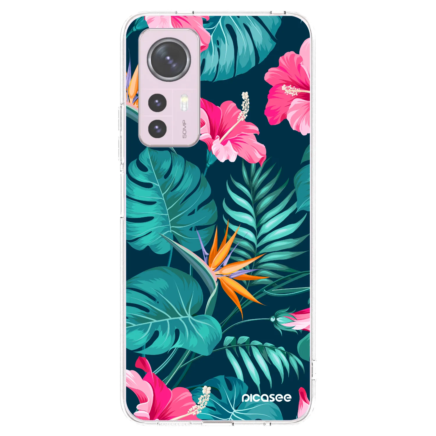 Picasee silikonowe przeźroczyste etui na Xiaomi 12 - Pink Monstera