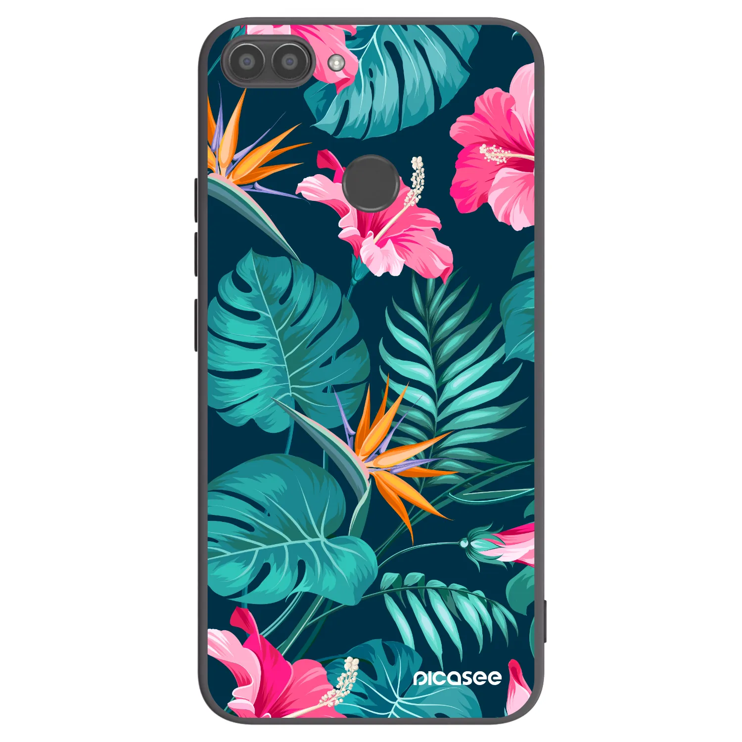 Picasee silikonowe czarne etui na Huawei P Smart - Pink Monstera