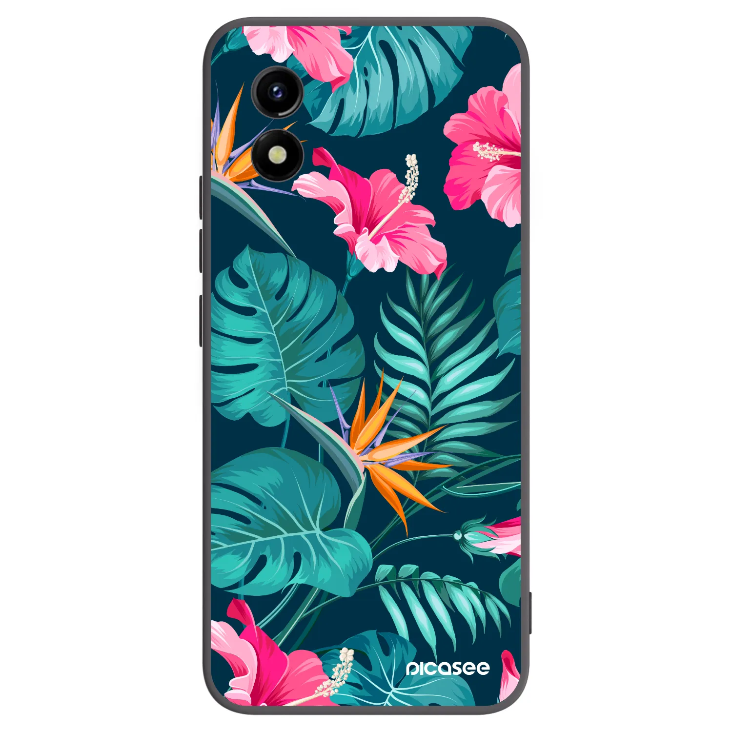 Picasee silikonowe czarne etui na Vivo Y01 - Pink Monstera
