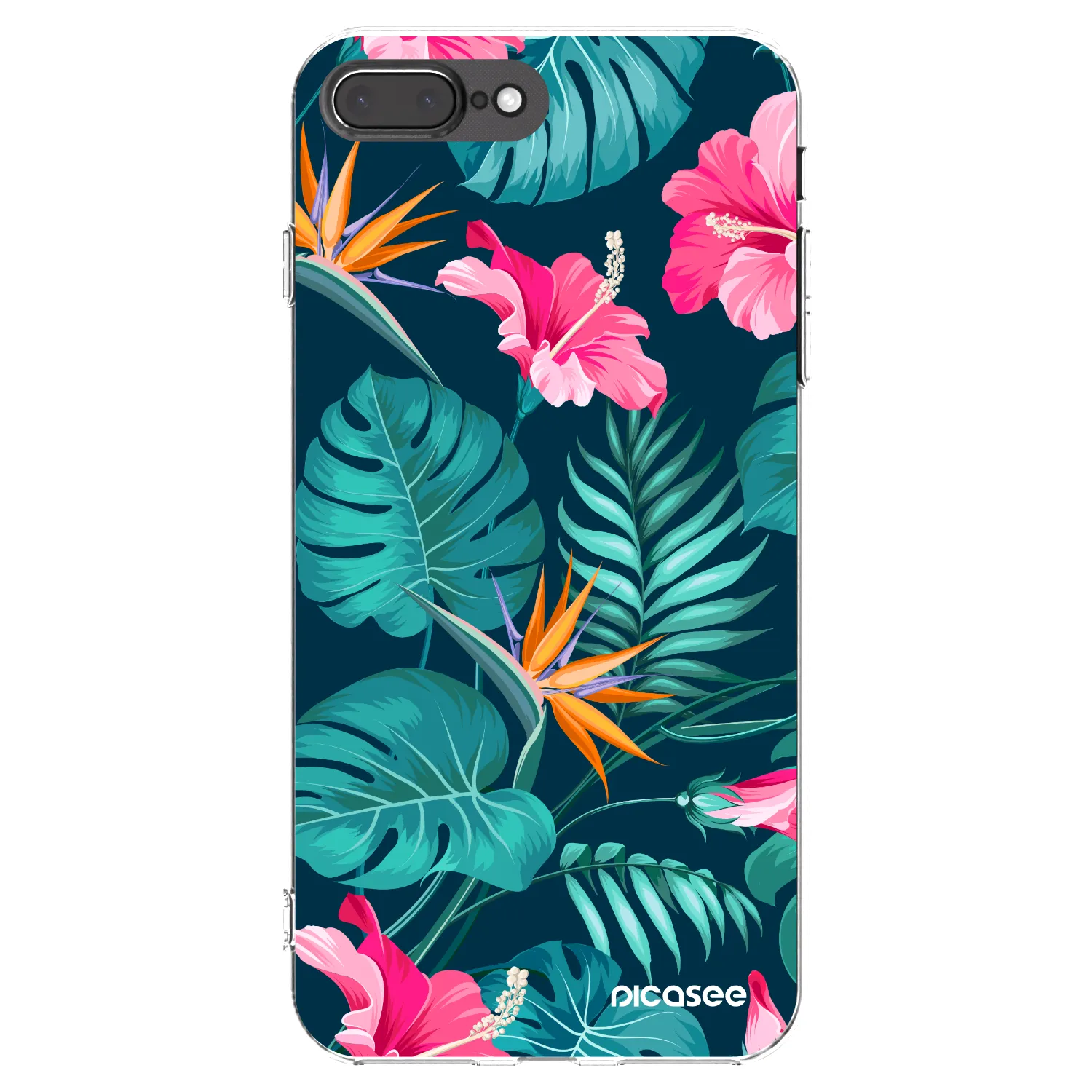 Picasee silikonowe przeźroczyste etui na Apple iPhone 8 Plus - Pink Monstera
