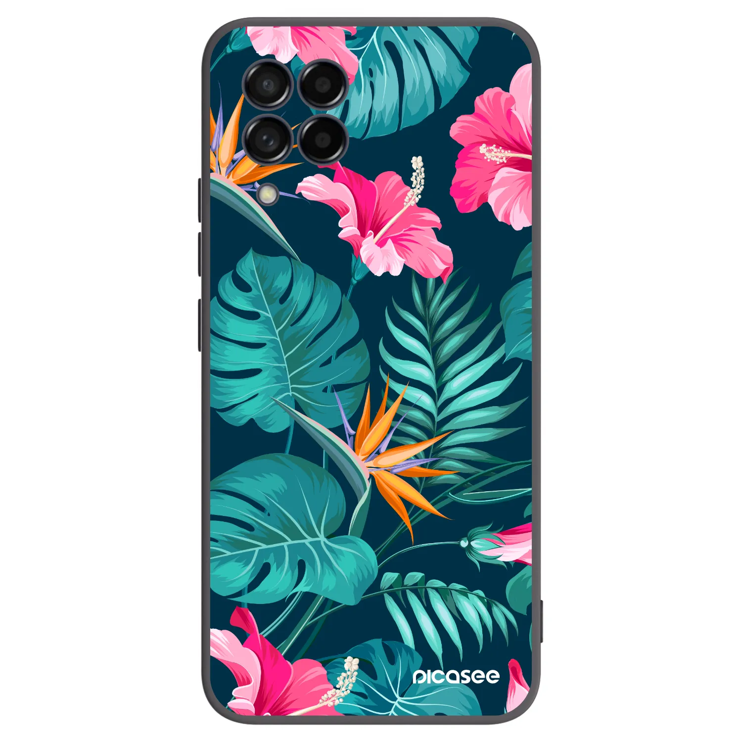 Picasee silikonowe czarne etui na Samsung Galaxy M53 5G - Pink Monstera