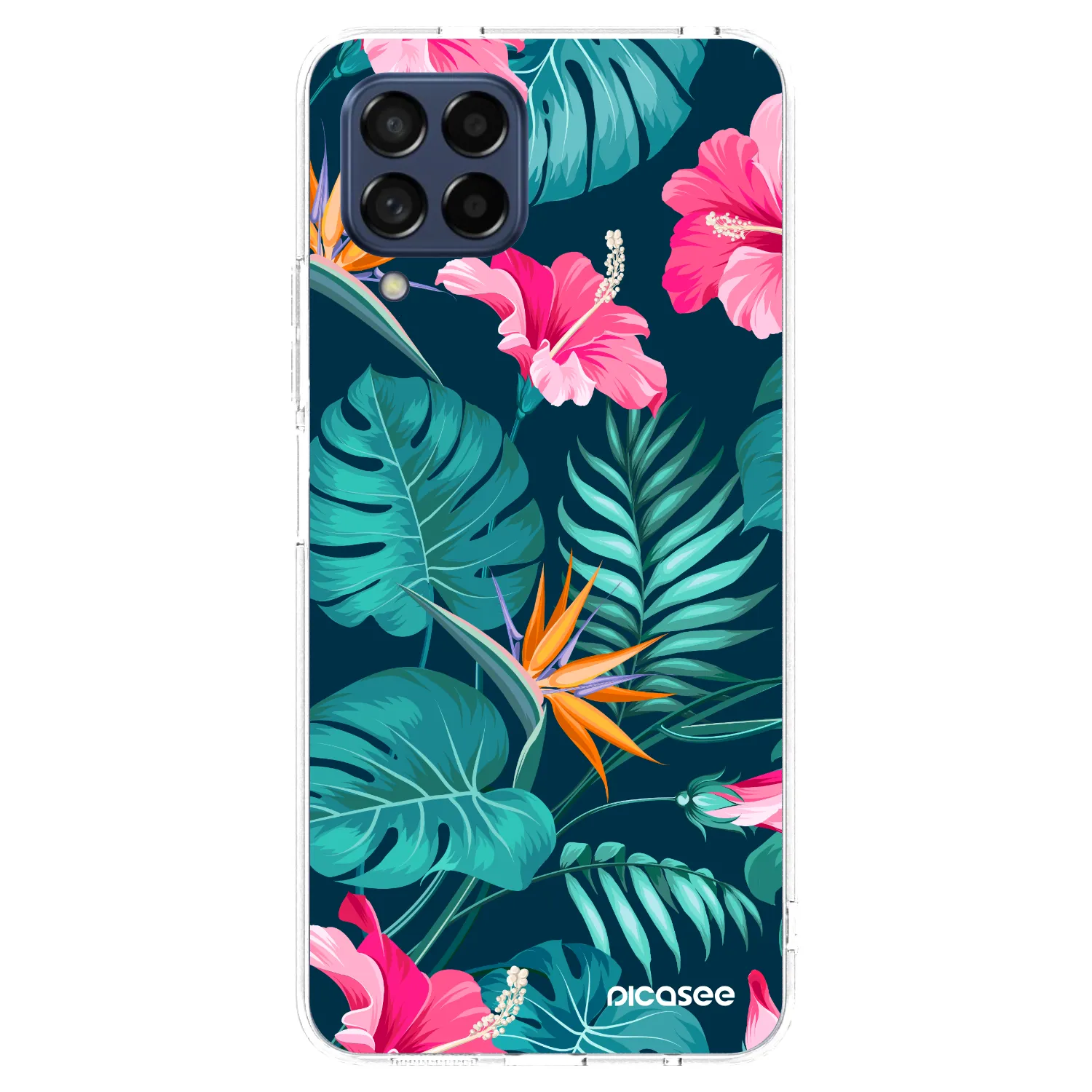 Picasee silikonowe przeźroczyste etui na Samsung Galaxy M53 5G - Pink Monstera