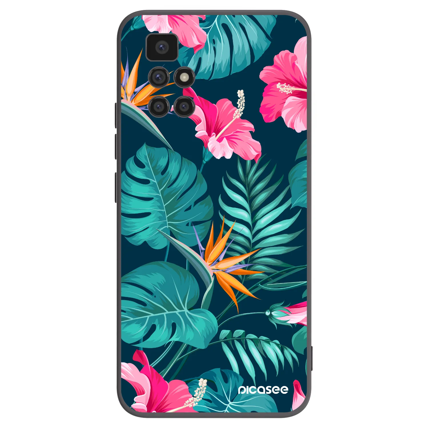 Picasee silikonowe czarne etui na Xiaomi Redmi 10 (2022) - Pink Monstera