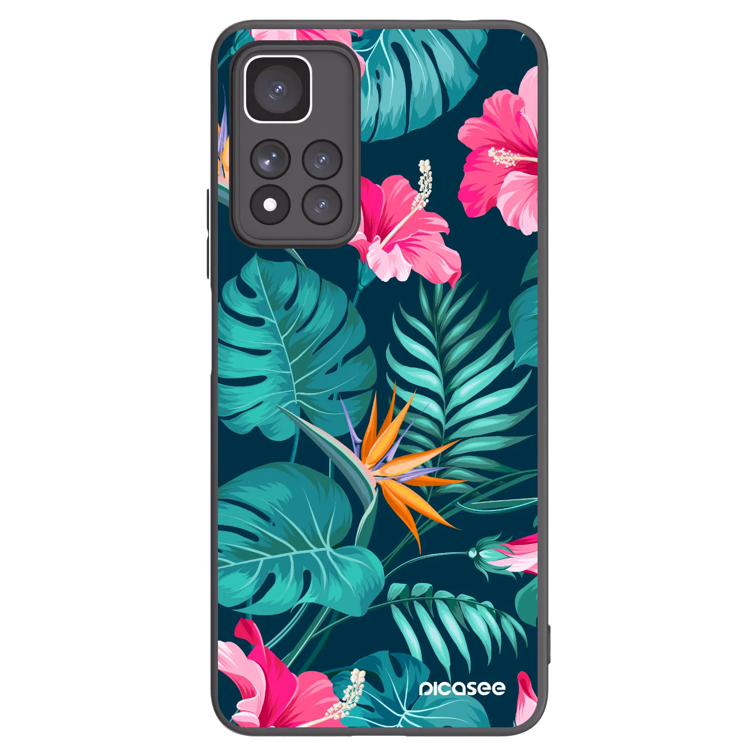 Picasee silikonowe czarne etui na Xiaomi Redmi Note 11 Pro+ 5G - Pink Monstera