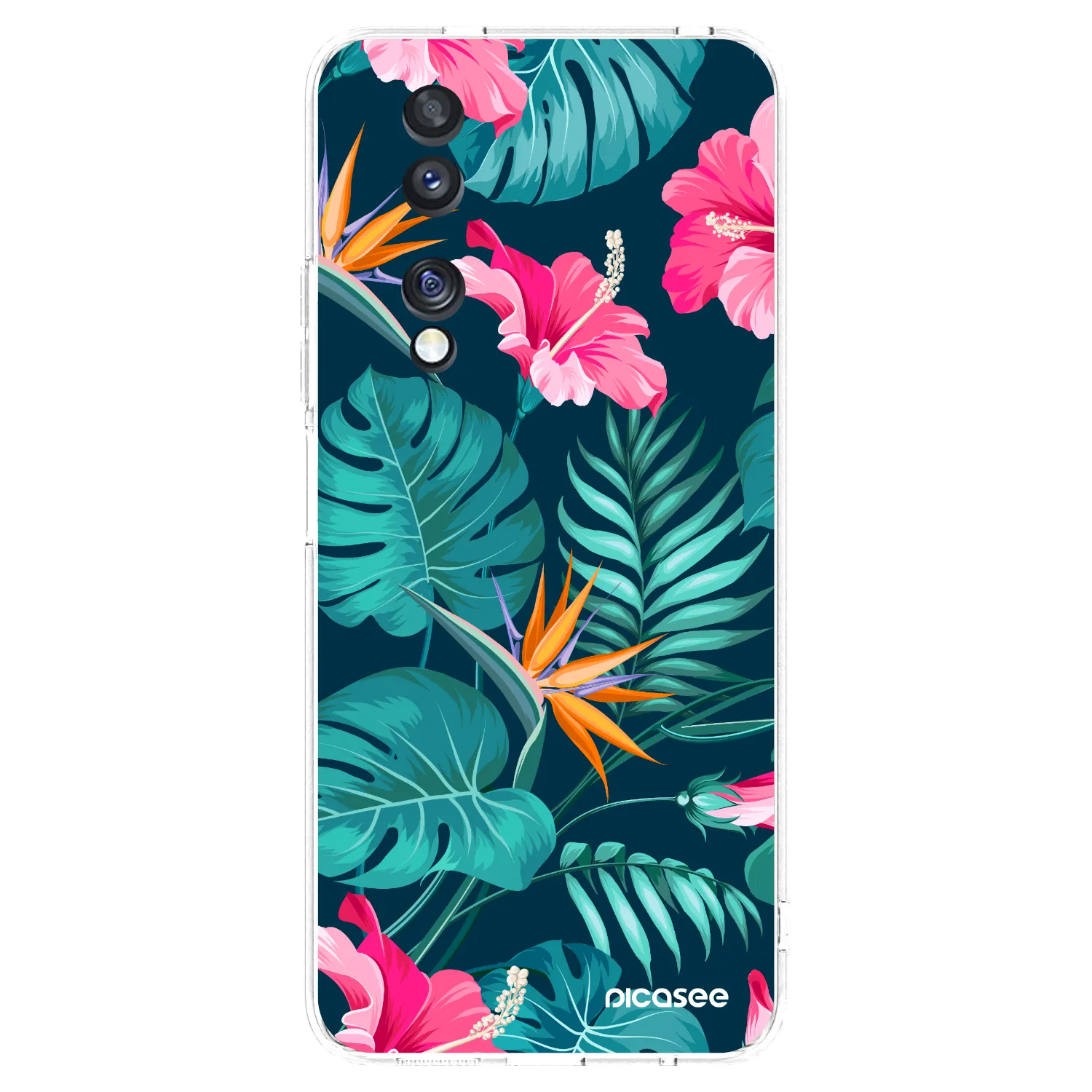 Picasee silikonowe przeźroczyste etui na Honor 70 - Pink Monstera