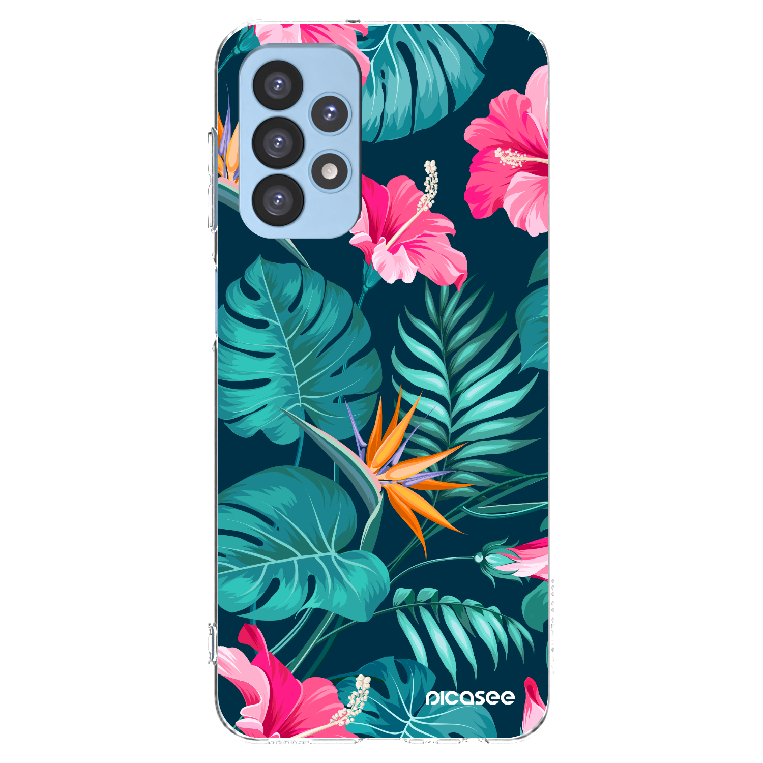 Picasee silikonowe przeźroczyste etui na Samsung Galaxy A23 A235F 4G - Pink Monstera