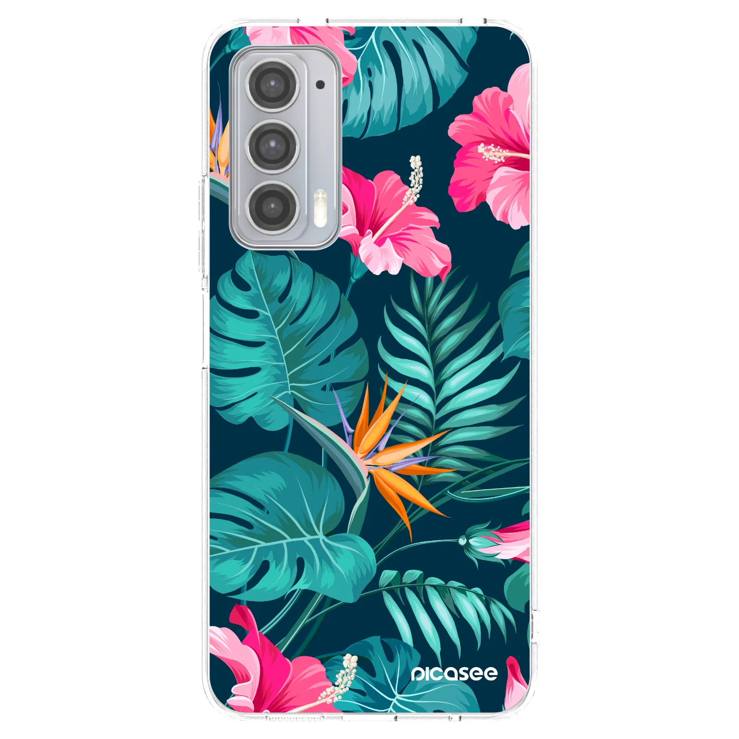 Picasee silikonowe przeźroczyste etui na Motorola Edge 20 - Pink Monstera