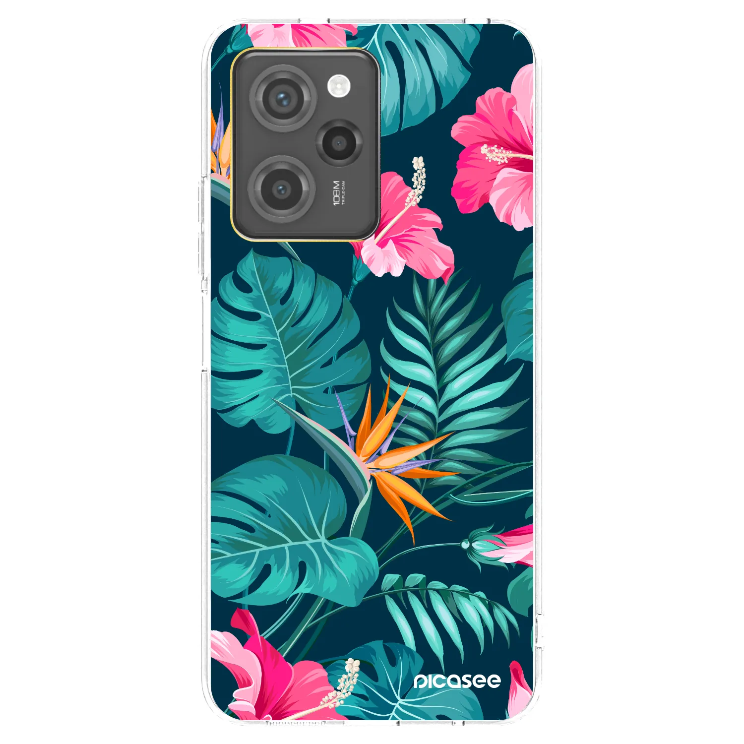 Picasee silikonowe czarne etui na Xiaomi Poco X5 Pro - Pink Monstera