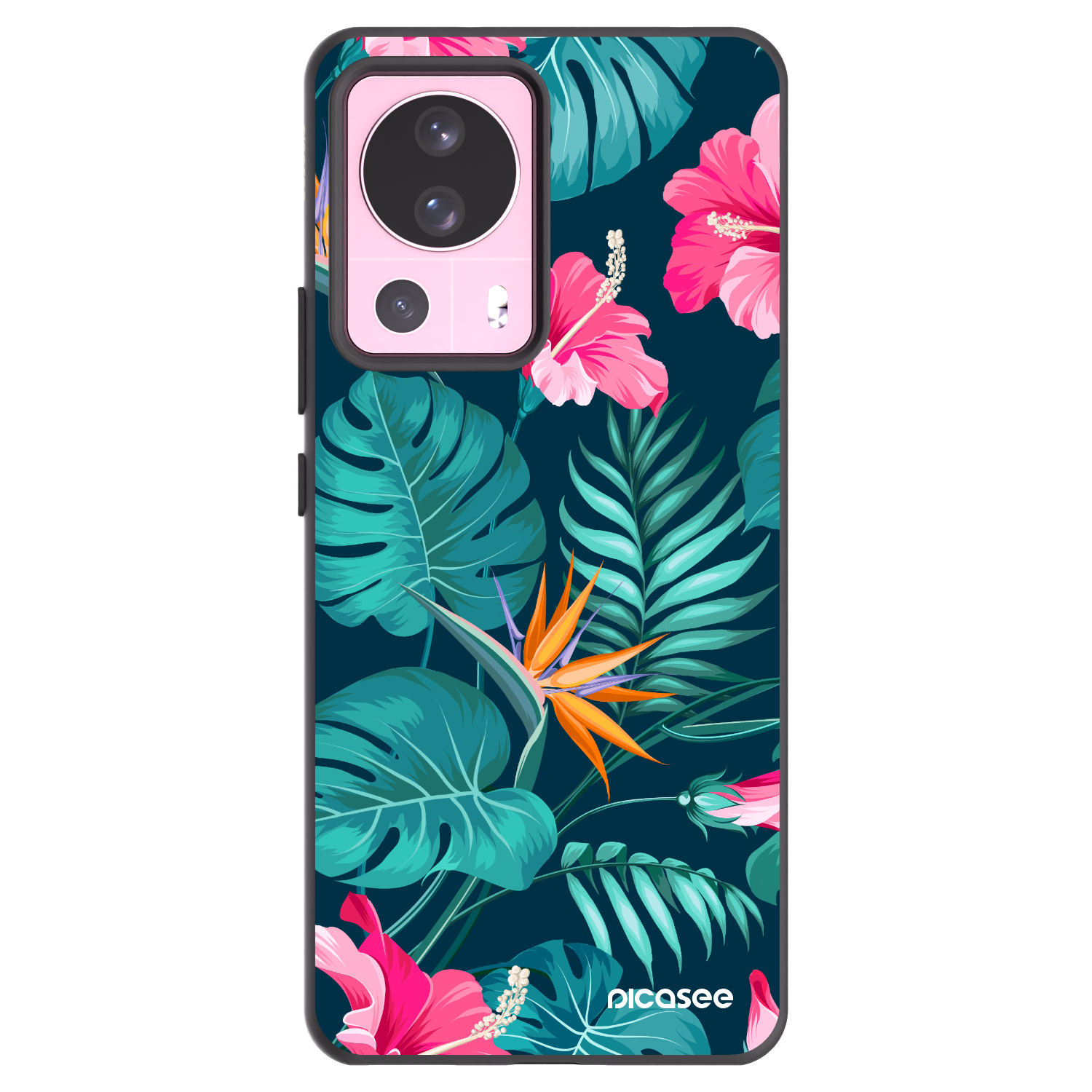 Picasee silikonowe czarne etui na Xiaomi 13 Lite - Pink Monstera