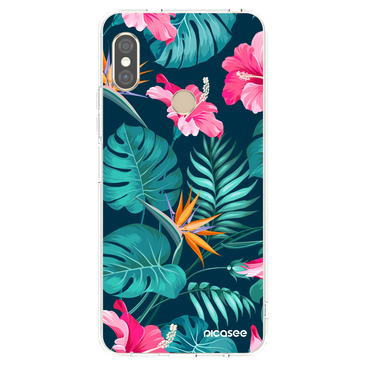 Picasee silikonowe przeźroczyste etui na Xiaomi Redmi Note 5 Global - Pink Monstera