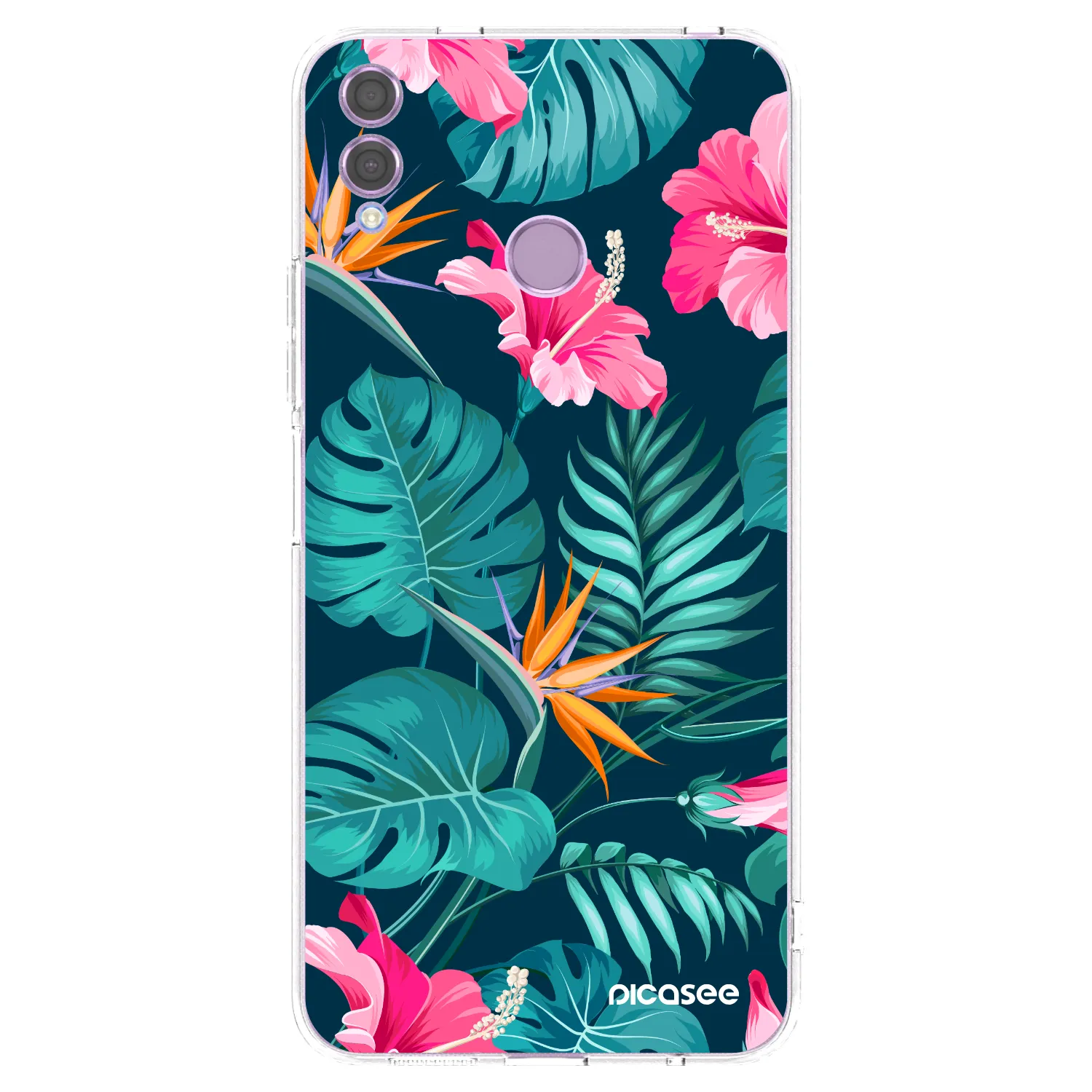 Picasee silikonowe przeźroczyste etui na Honor 8X - Pink Monstera