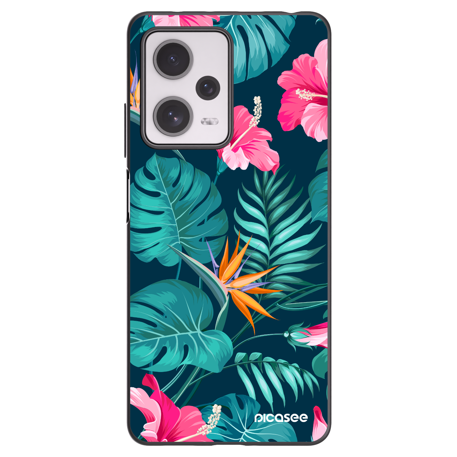 Picasee silikonowe czarne etui na Xiaomi Redmi Note 12 Pro+ 5G - Pink Monstera