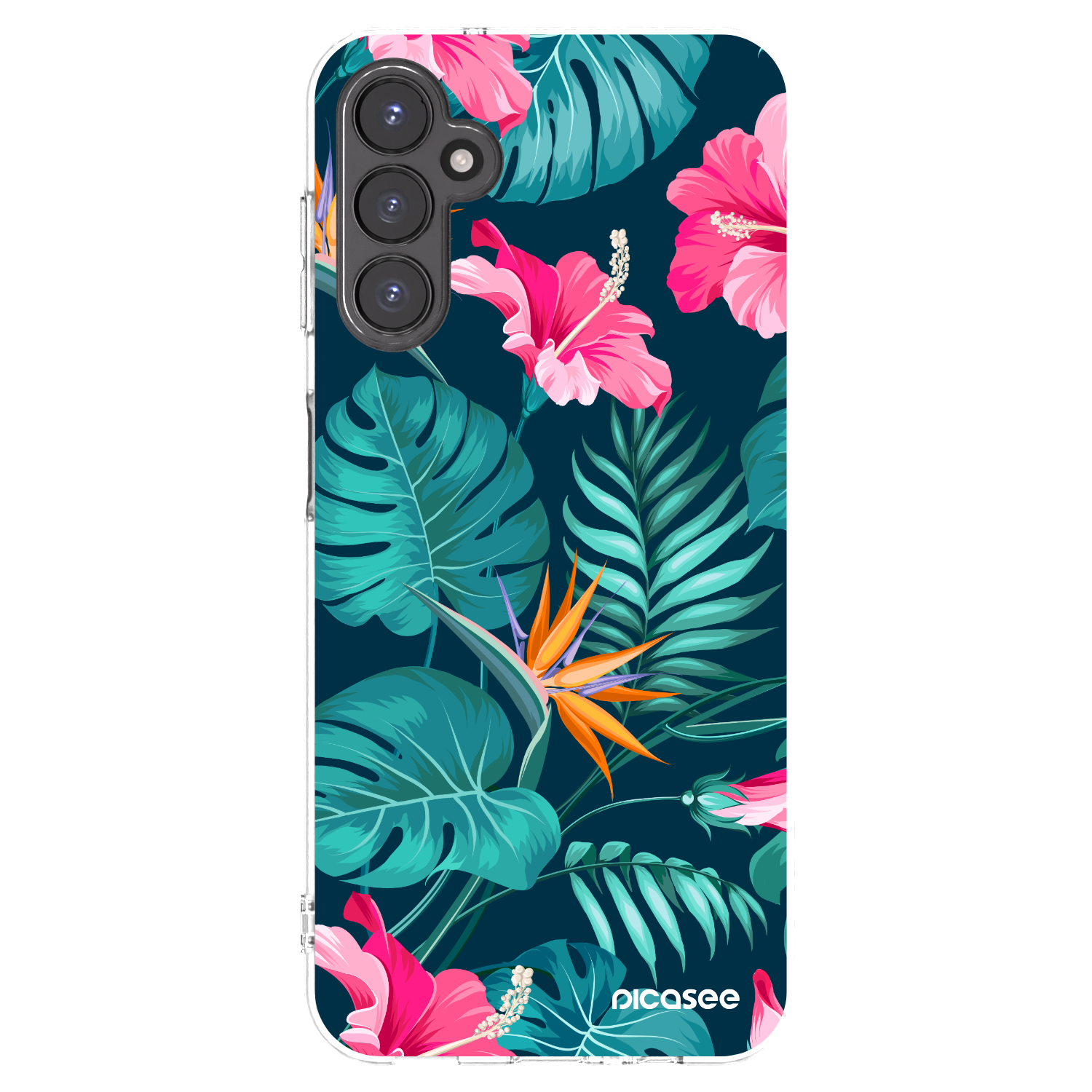 Picasee silikonowe przeźroczyste etui na Samsung Galaxy A14 4G A145R - Pink Monstera