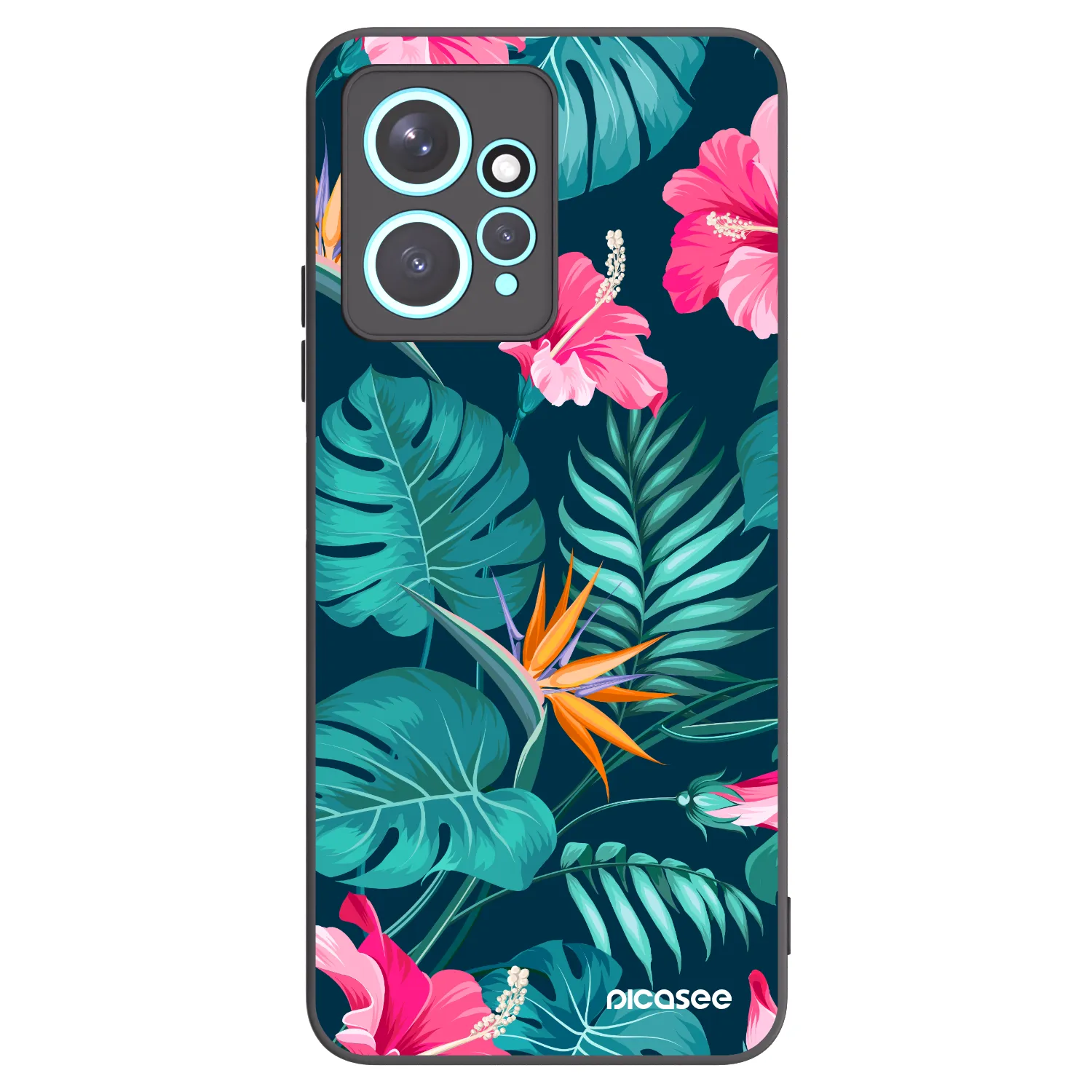 Picasee silikonowe czarne etui na Xiaomi Redmi Note 12 4G - Pink Monstera