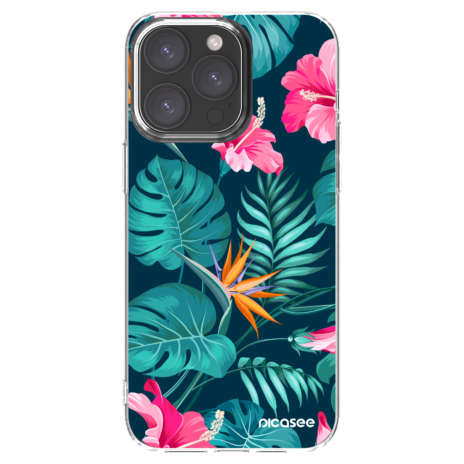 Picasee silikonowe przeźroczyste etui na Apple iPhone 15 Pro Max - Pink Monstera