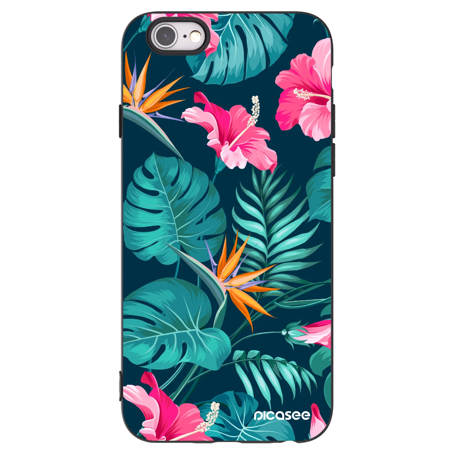 Picasee silikonowe czarne etui na Apple iPhone 6/6S - Pink Monstera