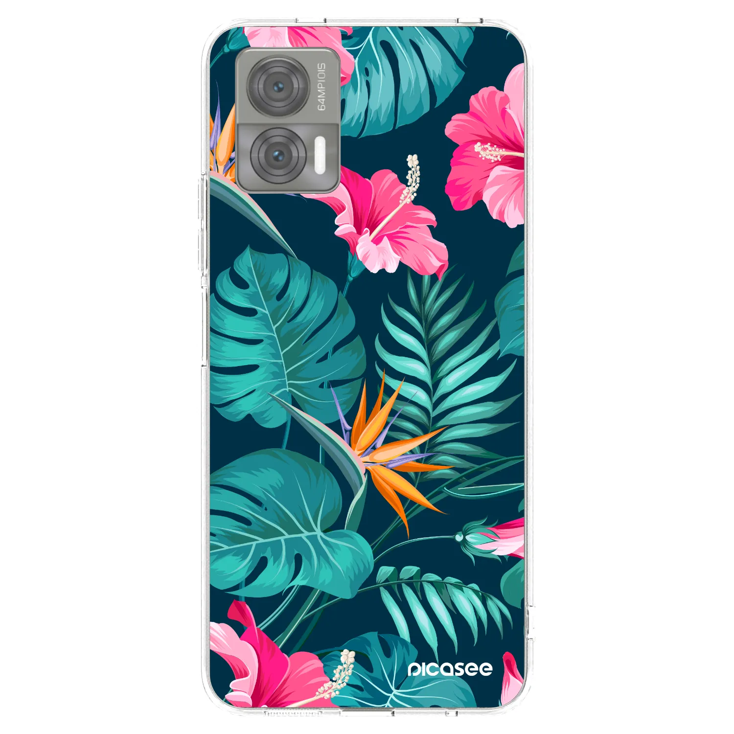 Picasee silikonowe przeźroczyste etui na Motorola Edge 30 Neo - Pink Monstera