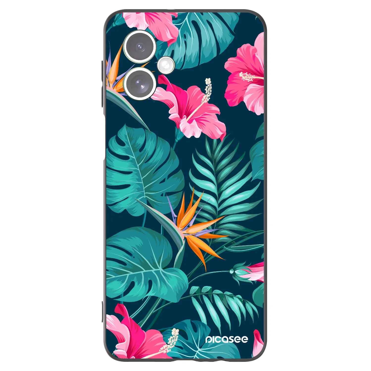 Picasee silikonowe czarne etui na Motorola Moto G54 5G - Pink Monstera