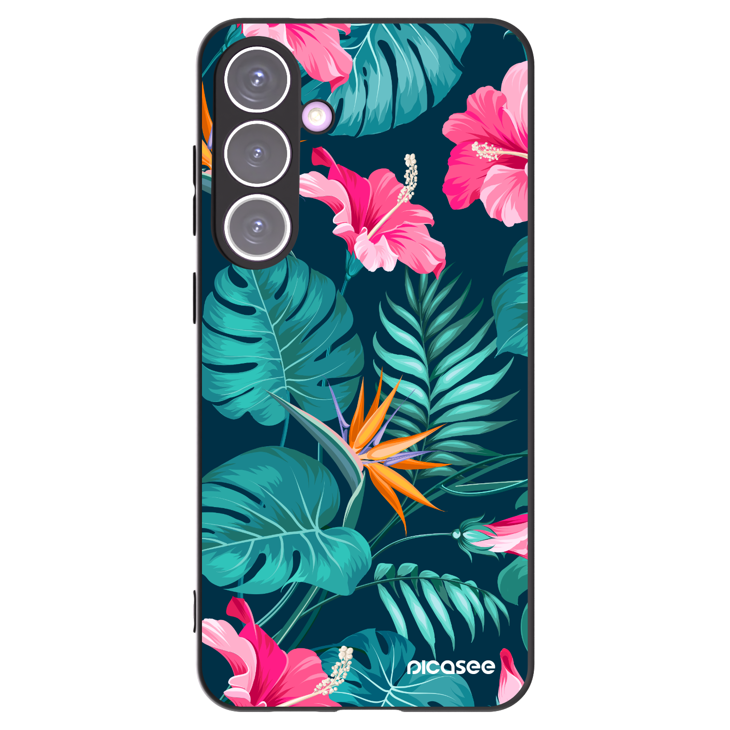 Picasee silikonowe czarne etui na Samsung Galaxy S24+ S926B 5G - Pink Monstera