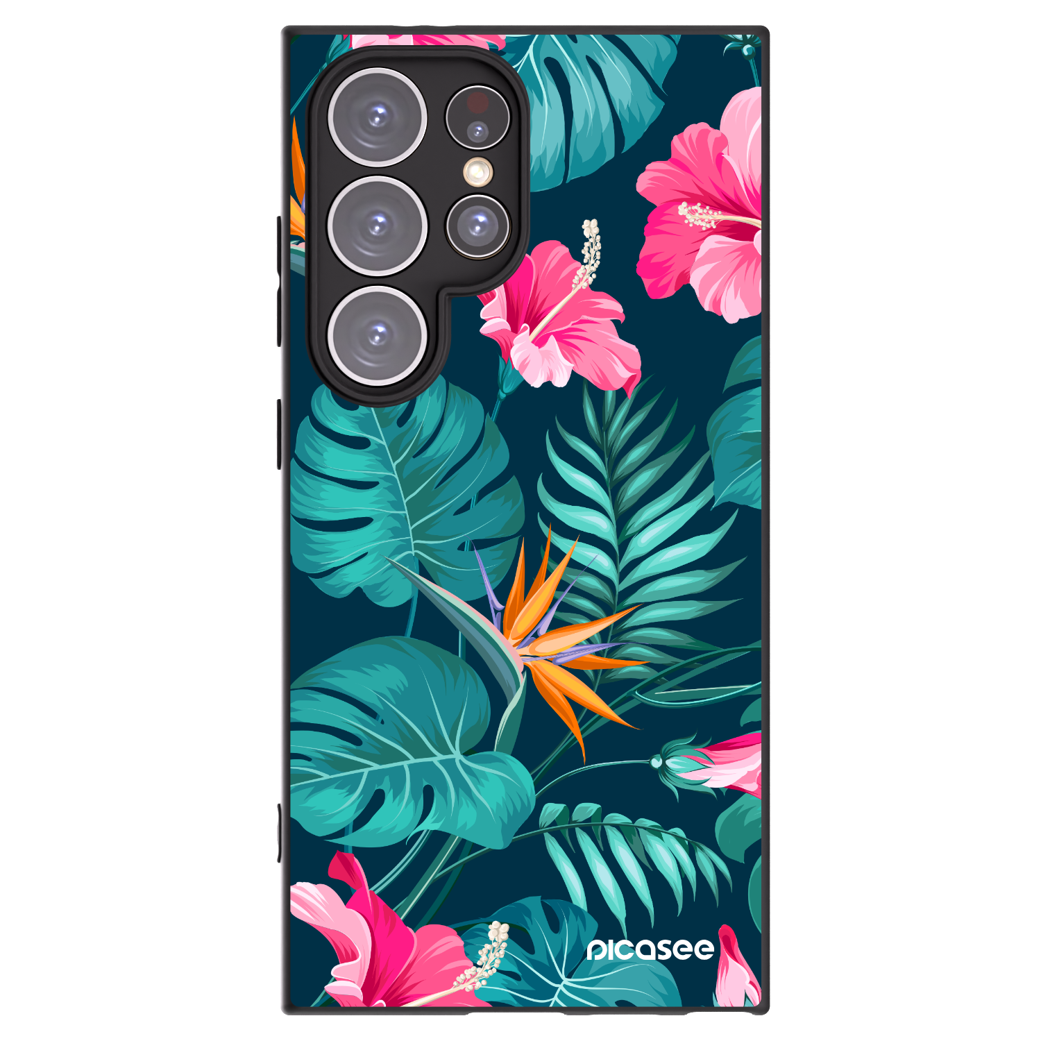 Picasee silikonowe czarne etui na Samsung Galaxy S24 Ultra S928B 5G - Pink Monstera