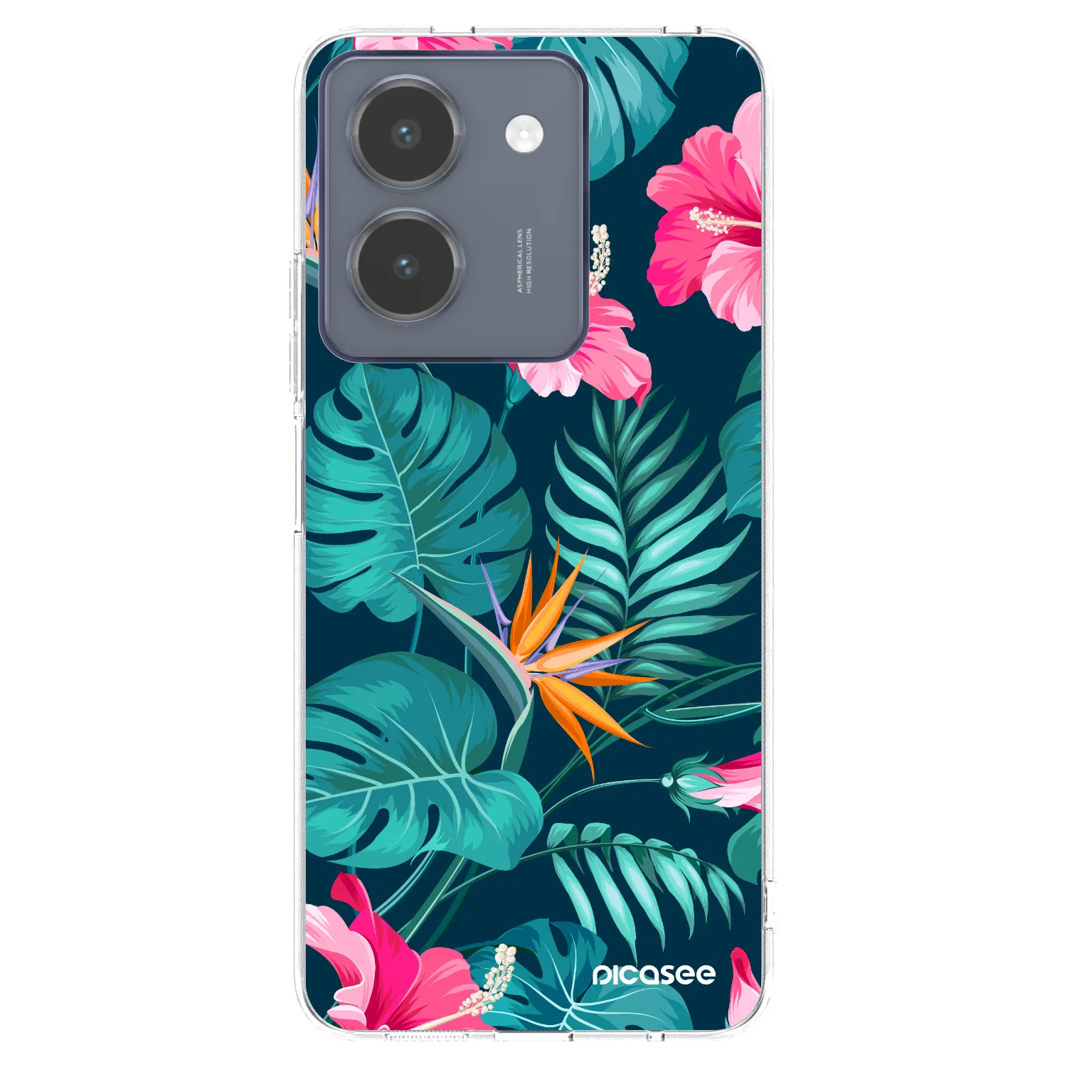 Picasee silikonowe przeźroczyste etui na Vivo Y36 4G - Pink Monstera