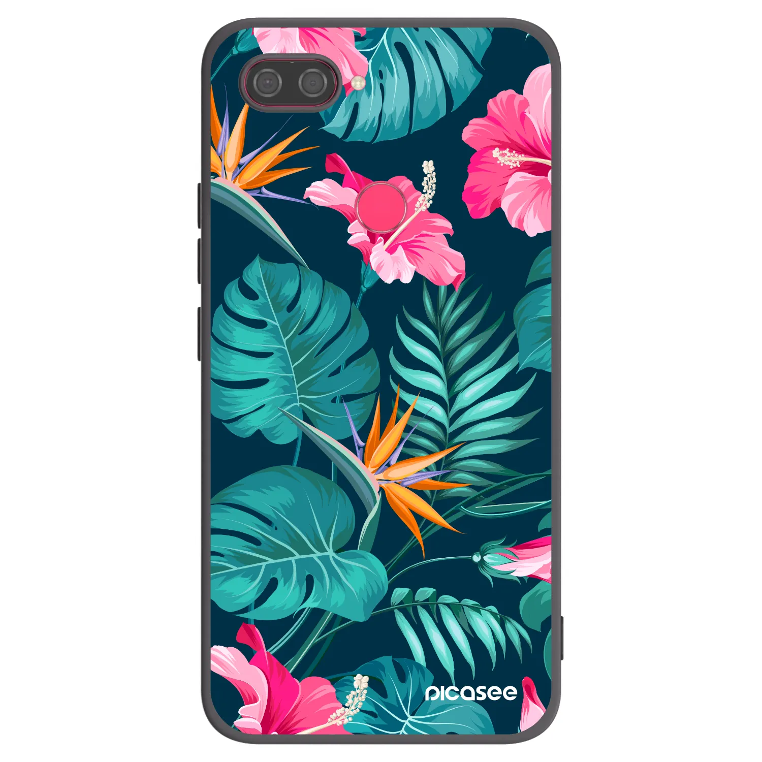 Picasee silikonowe czarne etui na Xiaomi Mi 8 Lite - Pink Monstera