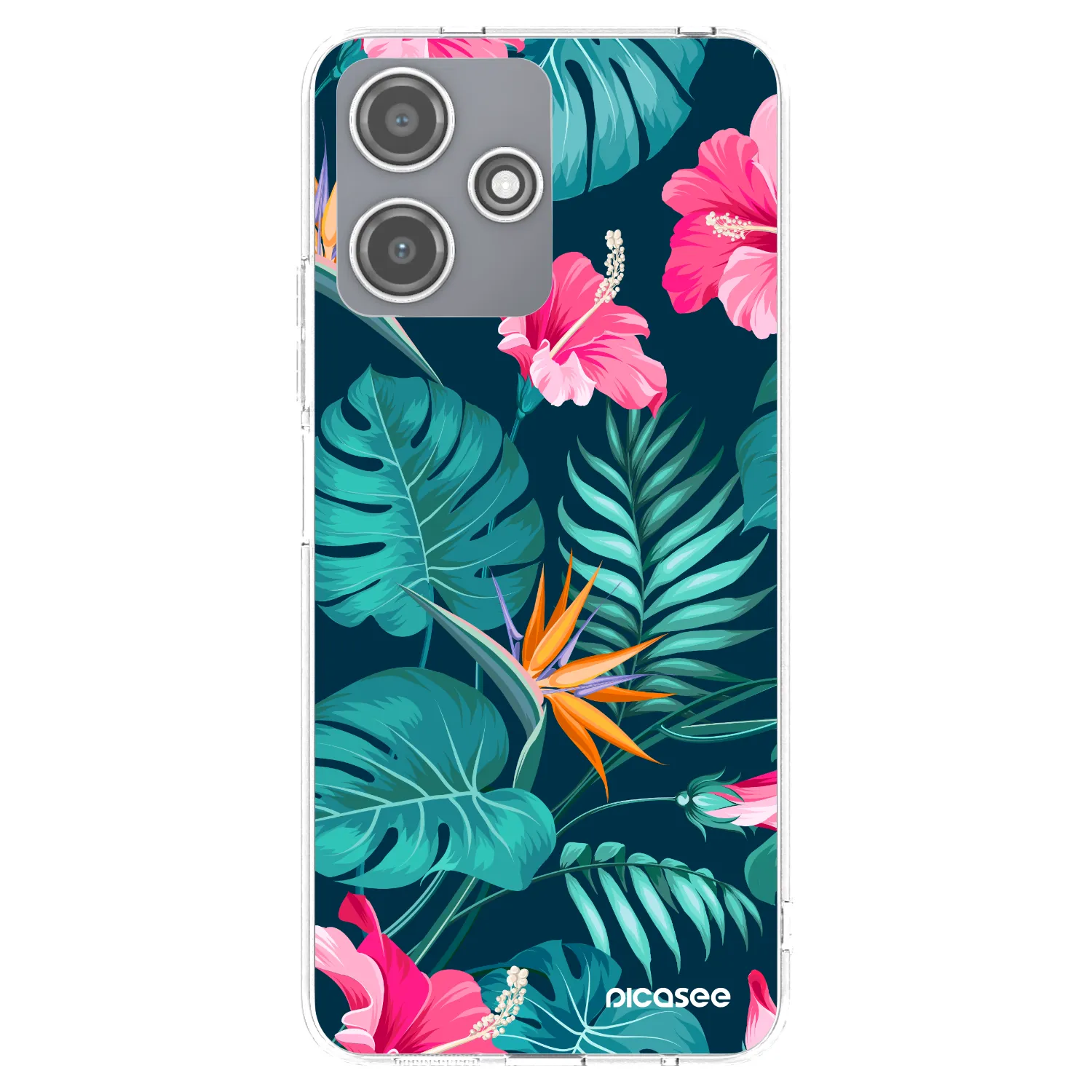 Picasee silikonowe przeźroczyste etui na Xiaomi Redmi 12 5G - Pink Monstera