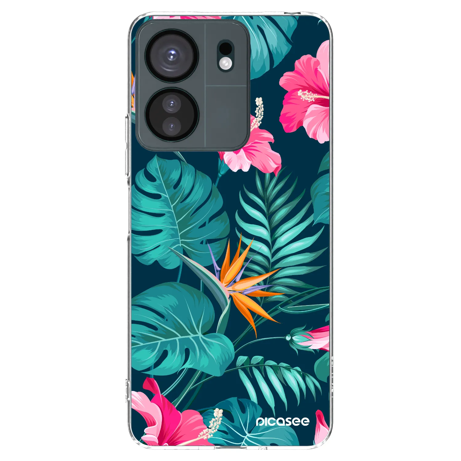 Picasee silikonowe przeźroczyste etui na Xiaomi Redmi 13C 4G - Pink Monstera