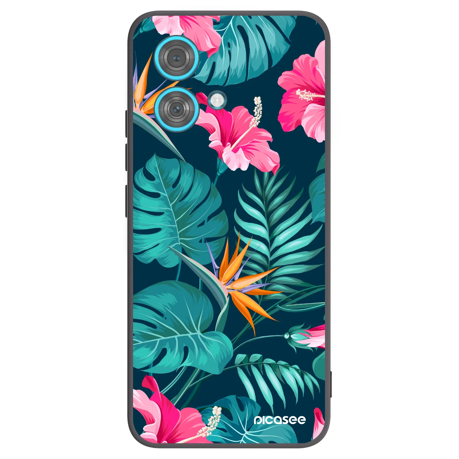 Picasee silikonowe czarne etui na Motorola Edge 40 Neo - Pink Monstera