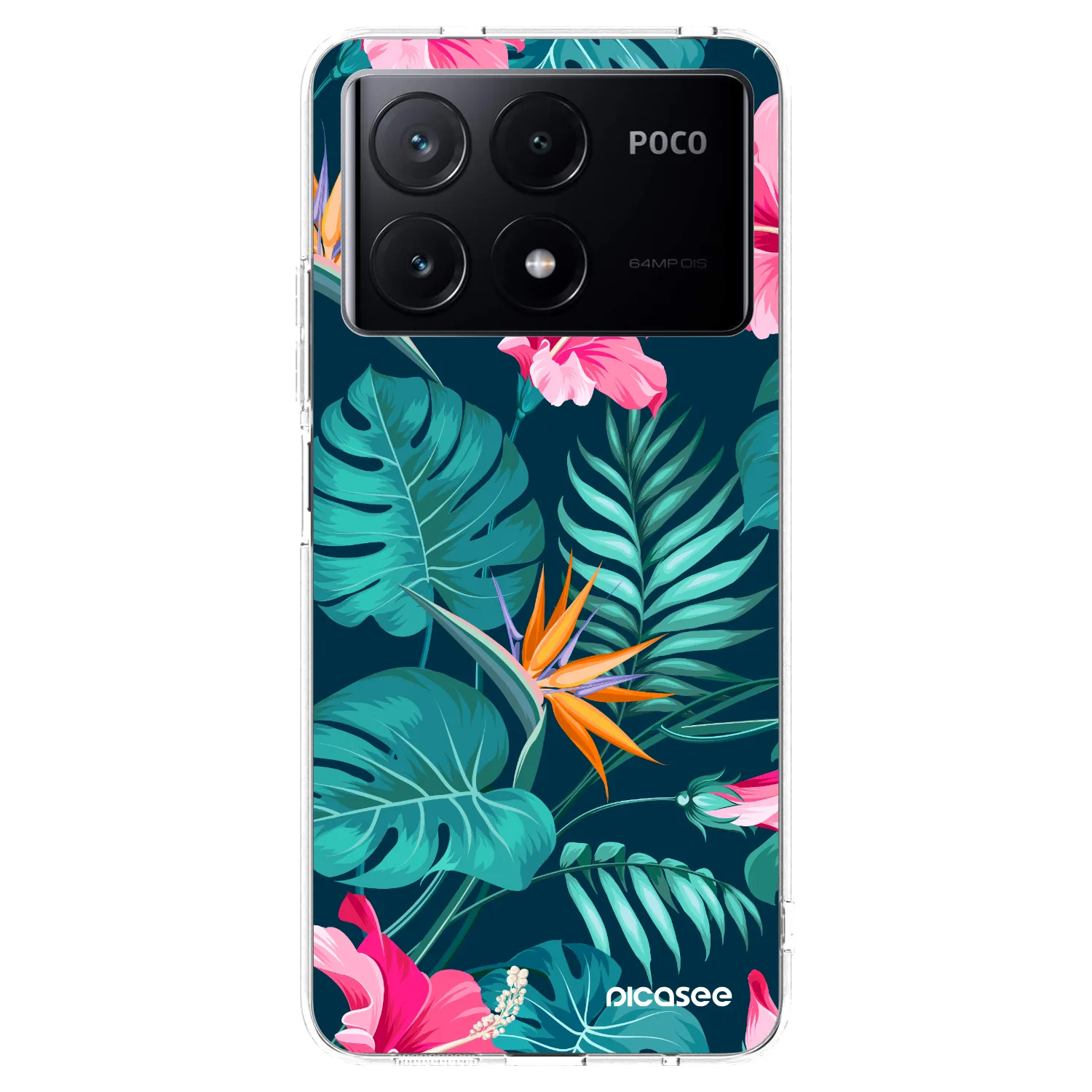 Picasee silikonowe przeźroczyste etui na Xiaomi Poco X6 Pro - Pink Monstera